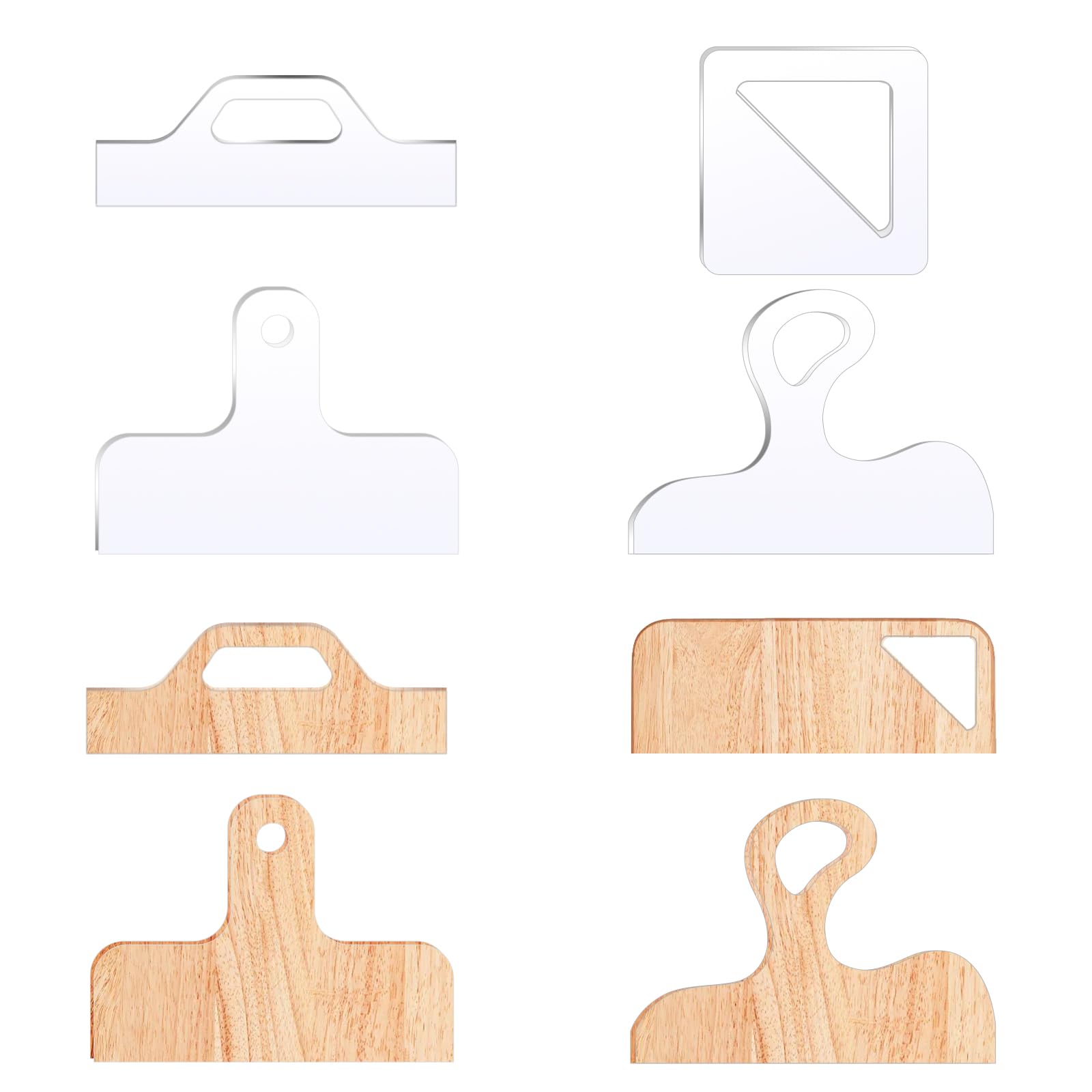 4 Pcs Router Templates Charcuterie Board Template Clear Cutting Board Router Template Acrylic Charcuterie Board Handle Template Large Angled Curvy Tracing Stencils Guide Tools for Kitchen Woodworking