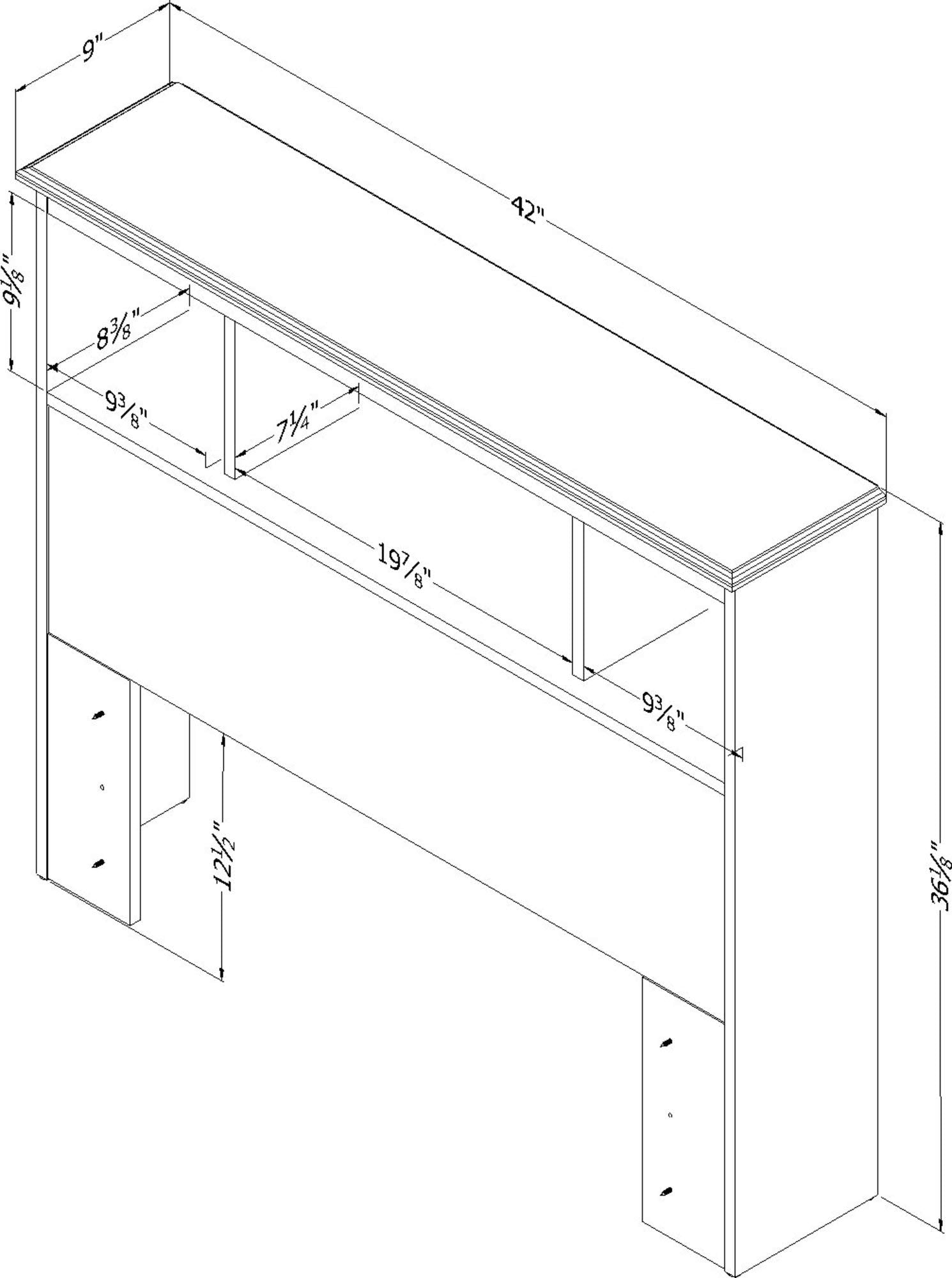 South Shore Zach Bookcase Headboard-Twin-Gray Oak