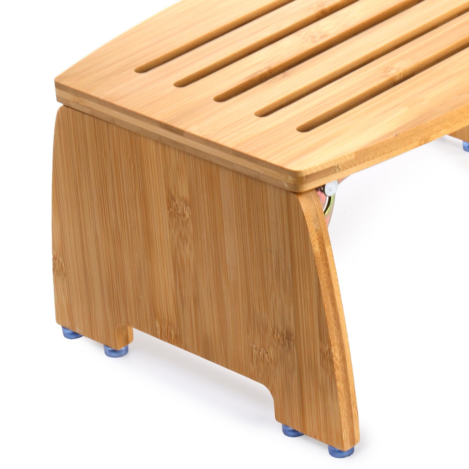 Lyellfe Bamboo Folding Step Stool, Non-Slip Leg Shaving Foot Rest Chair, Foldable One Step Stool for Home, Adults, Support up to 300lbs, Fully Assembled