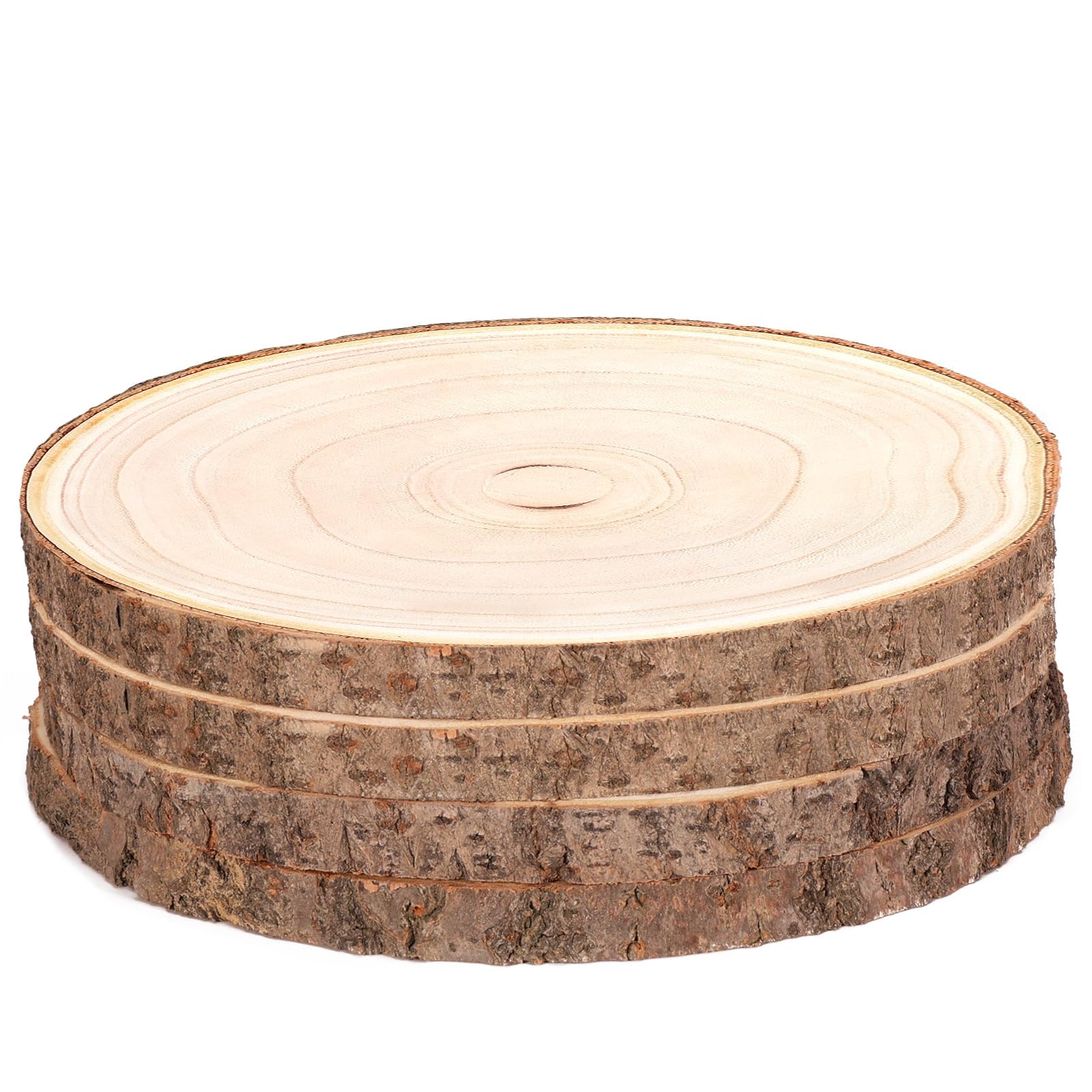 Caydo 4 Piece 10-11 Inch Wood Centerpieces for Tables, Large Wood Slices for Centerpieces for Wedding Table Decoration, Candy Bar, Party, and DIY Projects