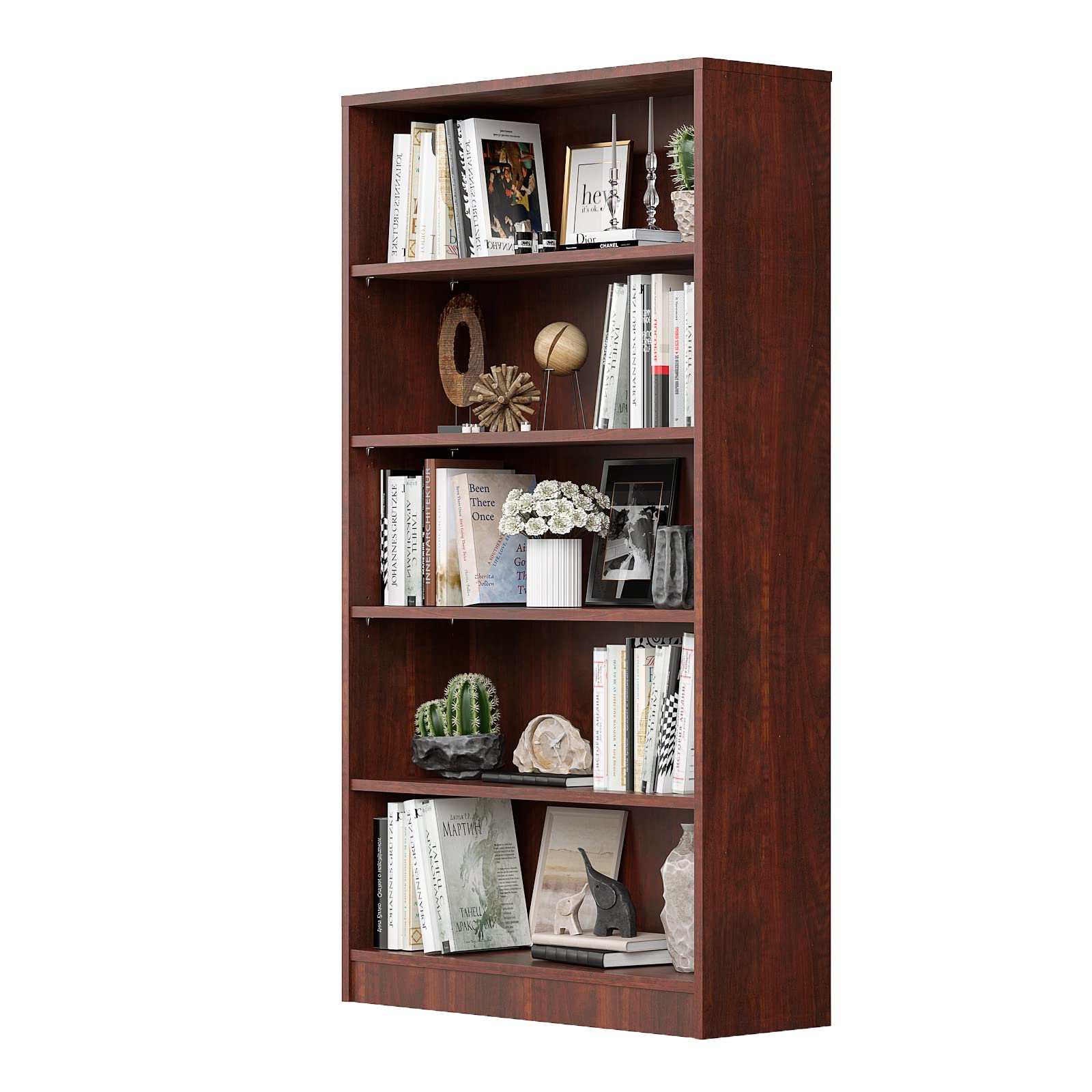 Wood Bookcase 5-Shelf Freestanding Display Wooden Bookshelf for Home Office School (11.6