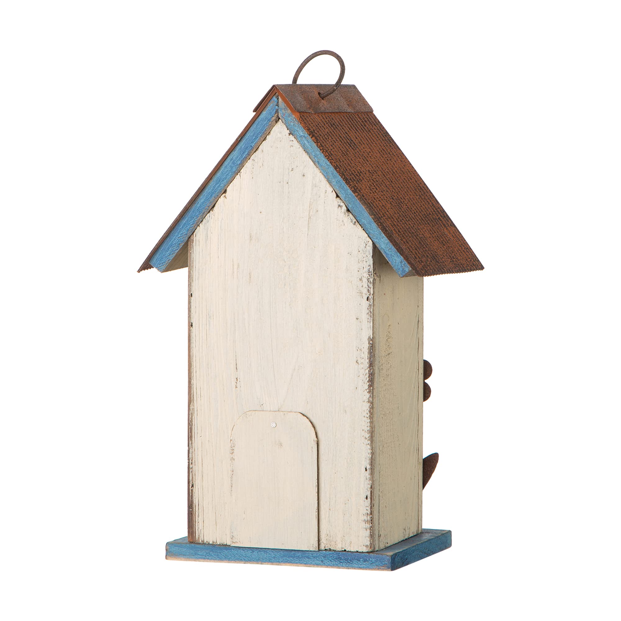 glitzhome GH90098 Distressed Decorative Solid Wood Birdhouse, 10.25 Inch Tall, White