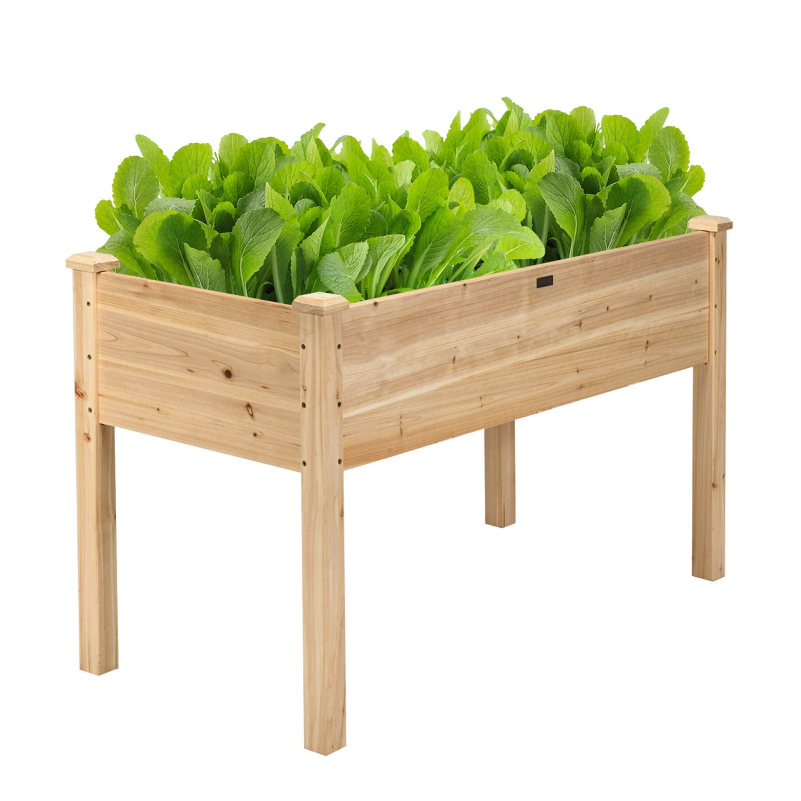 Giantex Raised Garden Bed, Wood Planter Box with Legs, Drain Holes, Elevated Garden Bed for Vegetables, Standing Garden Container Planter Raised Beds for Backyard, Patio, 49