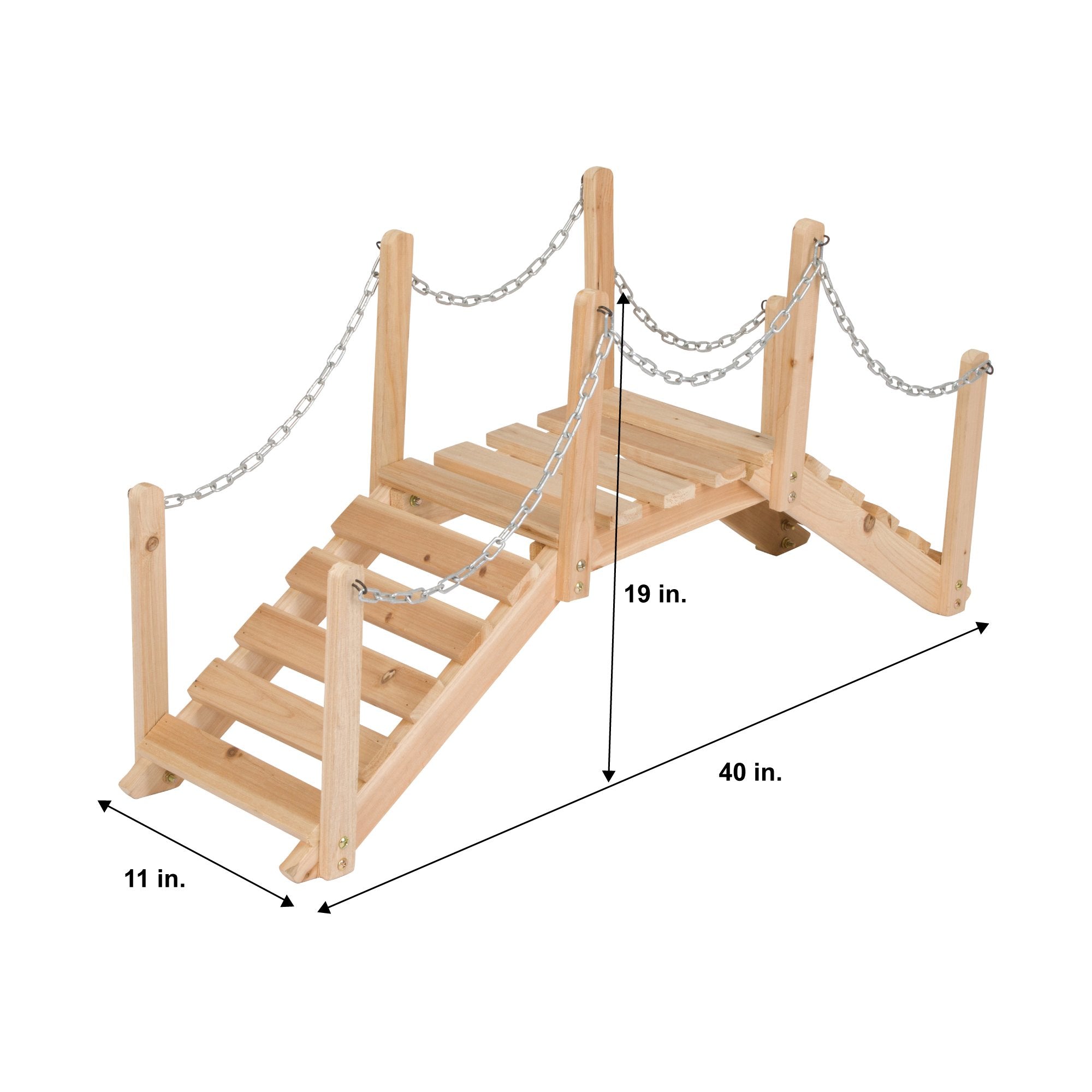 Shine Company 4963N Decorative Cedar Wood Garden Bridge with Side Rails, Natural