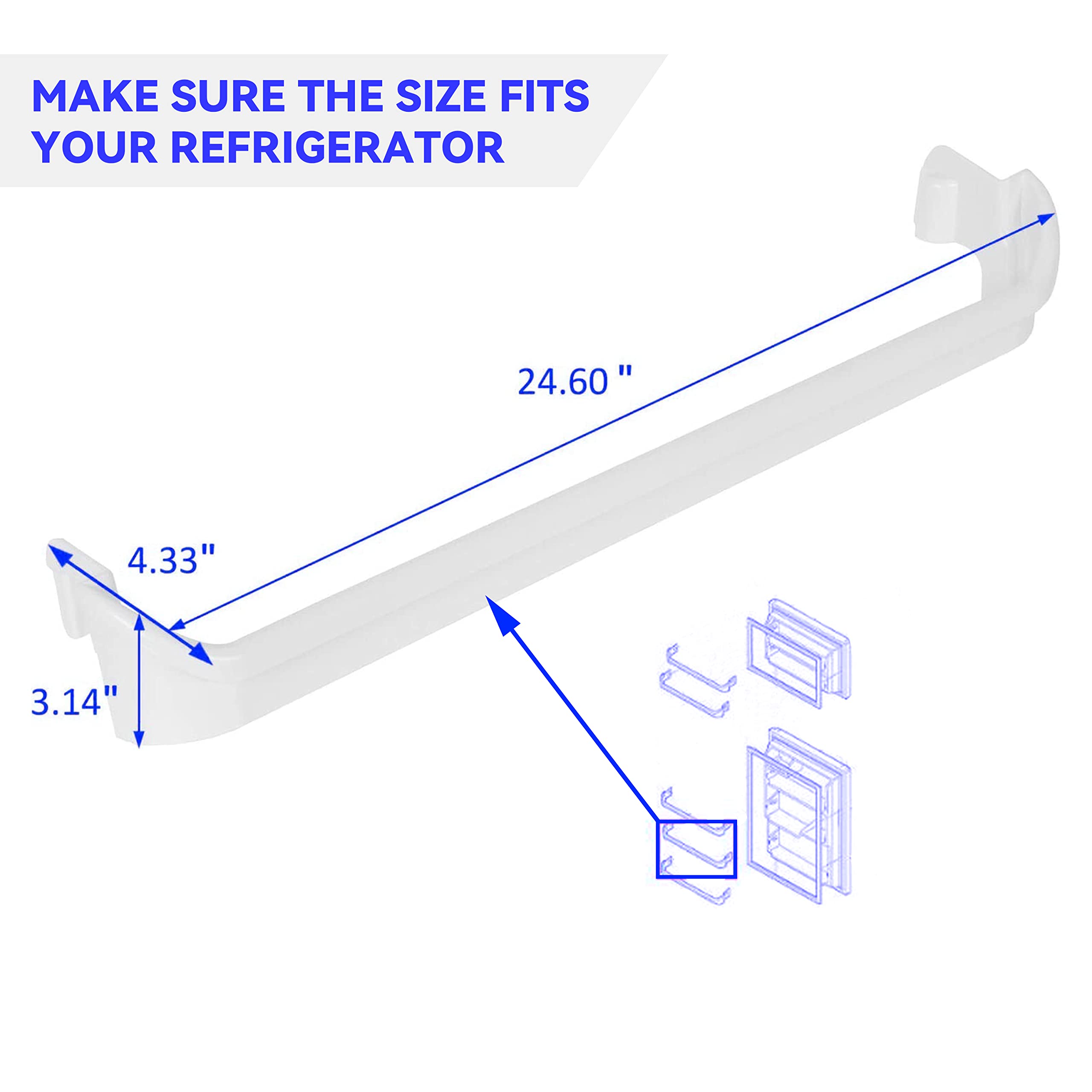 ECOTRIC Refrigerator Door Shelf Rack Bar Rail Retainer Compatible with Kenmore Frigidaire Refrigerators Replacement for 240534901 AP3214630 PS734935 Door Bin Refrigerator Parts & Accessories (2 PCS)