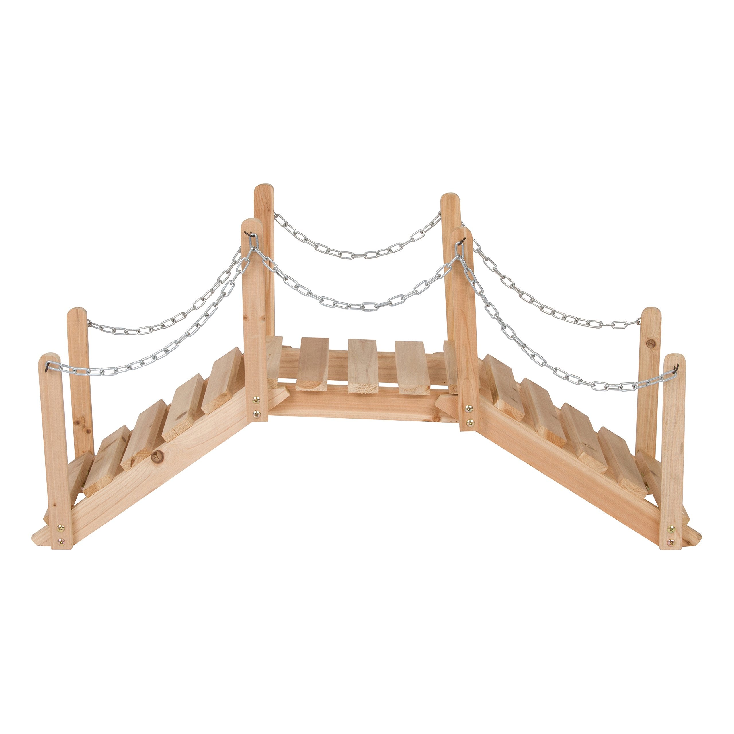 Shine Company 4963N Decorative Cedar Wood Garden Bridge with Side Rails, Natural