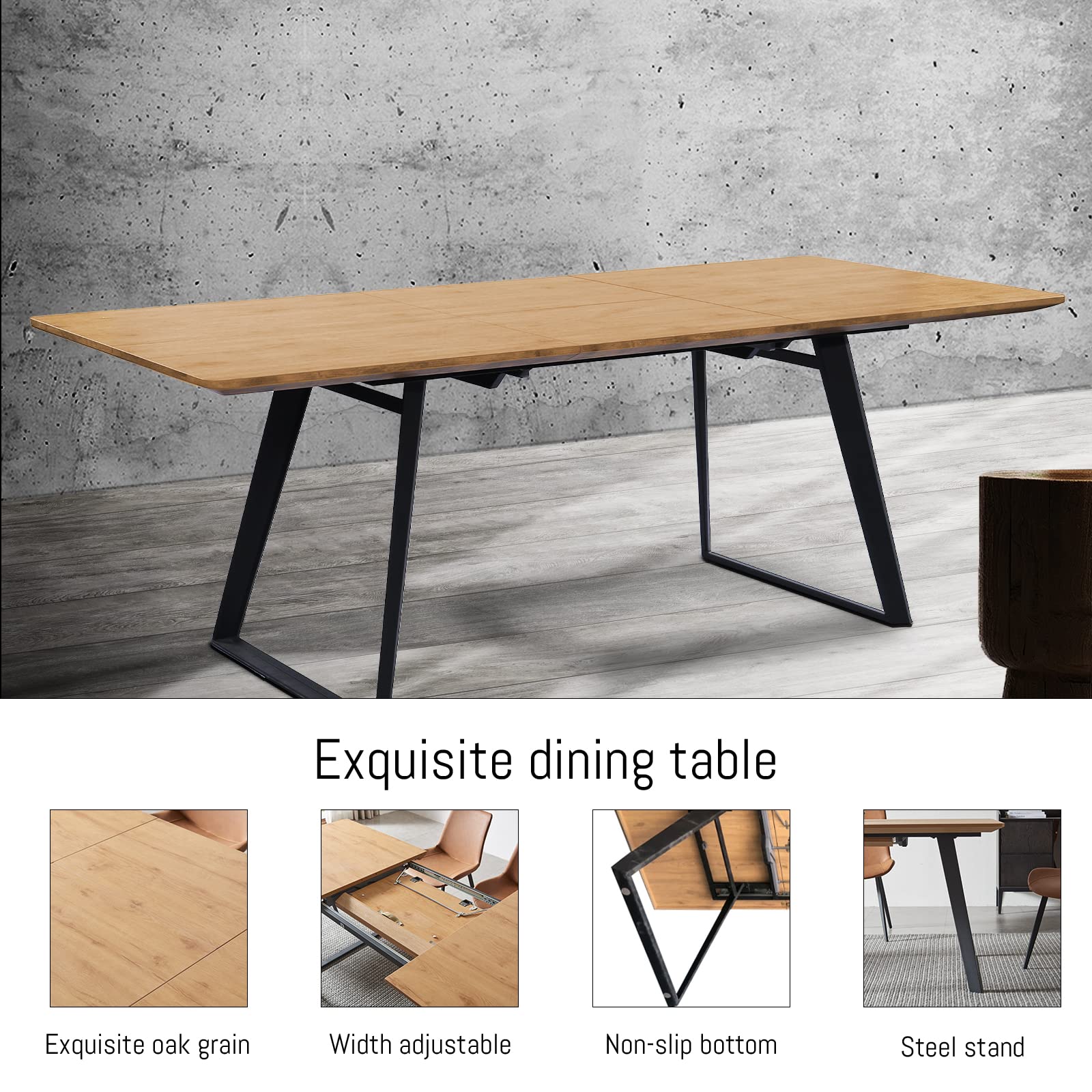 ZckyCine Modern mid-Century Dining Table Dining Table and Chairs for 6 Rectangular Wooden Dining Table Expandable Dining Table Space-Saving Multifunctional Dining Table
