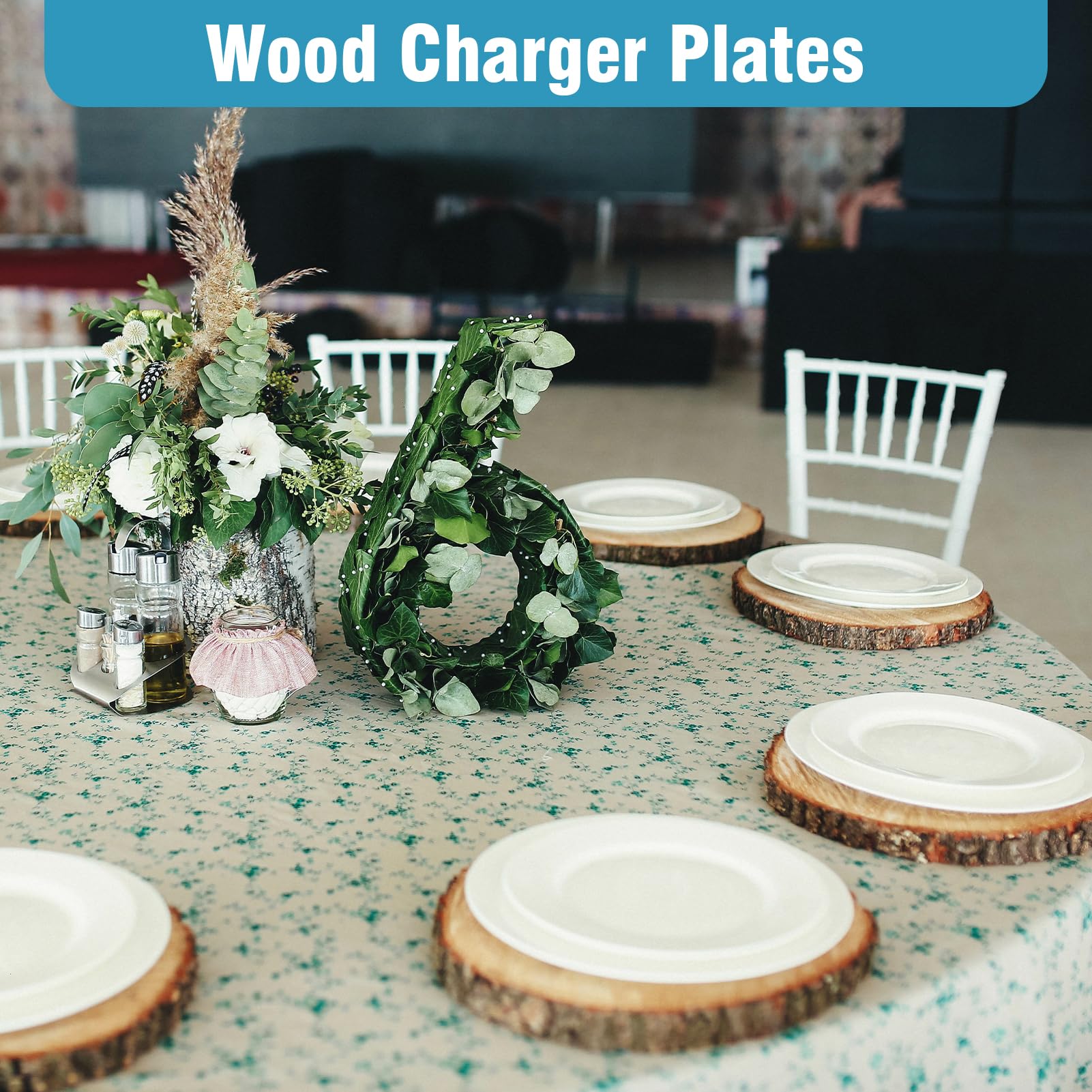 Caydo 4 Piece 10-11 Inch Wood Centerpieces for Tables, Large Wood Slices for Centerpieces for Wedding Table Decoration, Candy Bar, Party, and DIY Projects