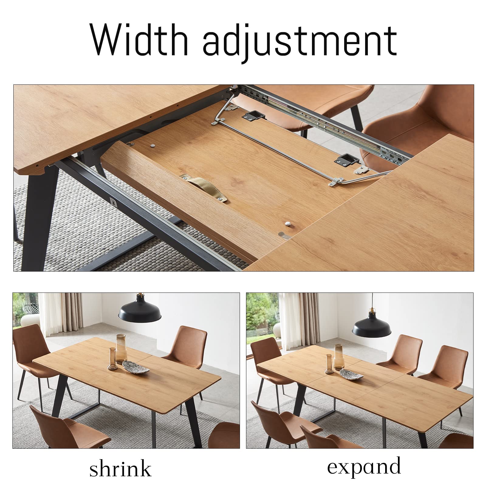ZckyCine Modern mid-Century Dining Table Dining Table and Chairs for 6 Rectangular Wooden Dining Table Expandable Dining Table Space-Saving Multifunctional Dining Table