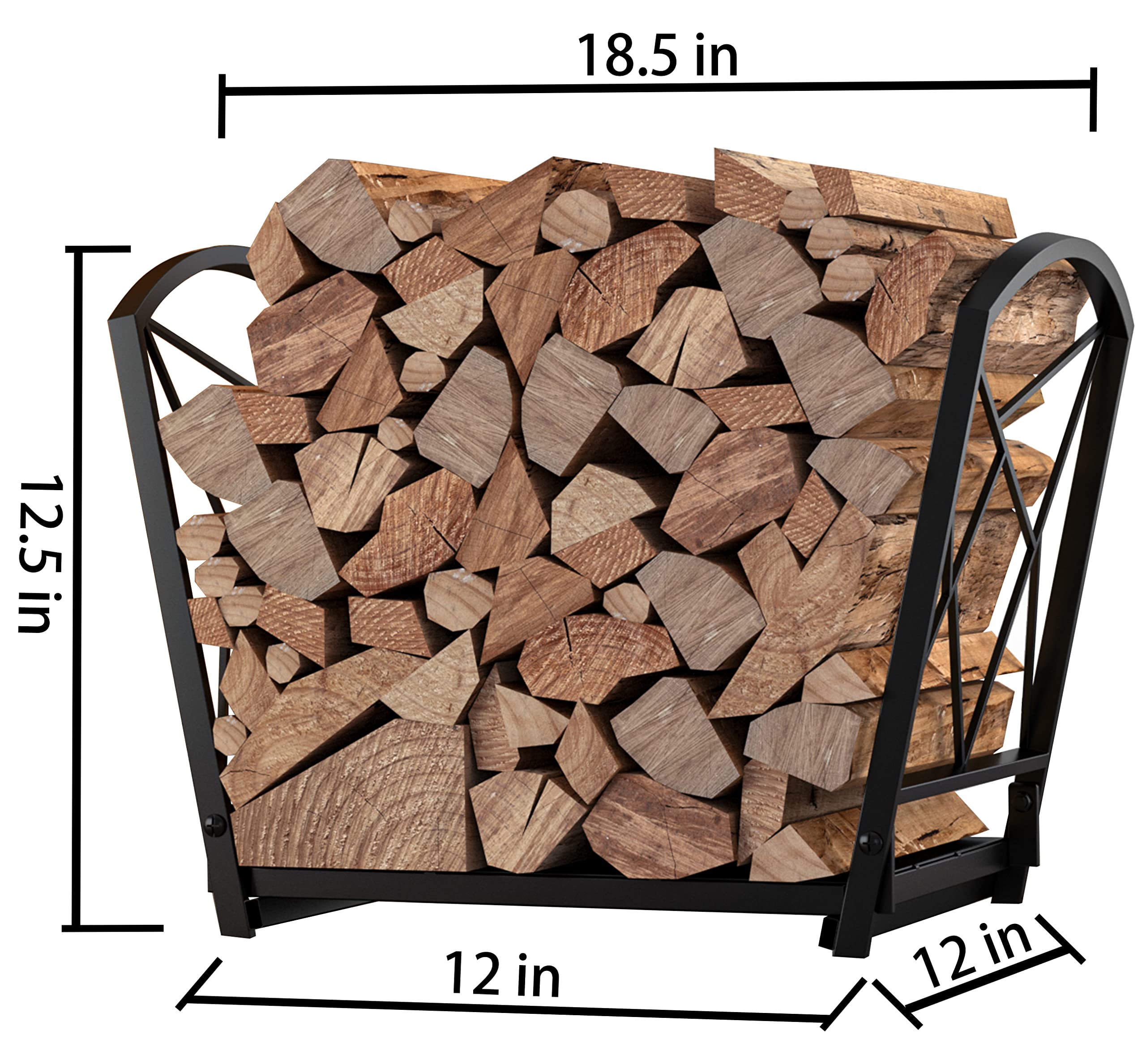 Fire Beauty Firewood Log Rack, Iron Wood Lumber Storage Holder for Fireplace, Heavy Duty Log Storage Bin for Firepit Stove Accessories