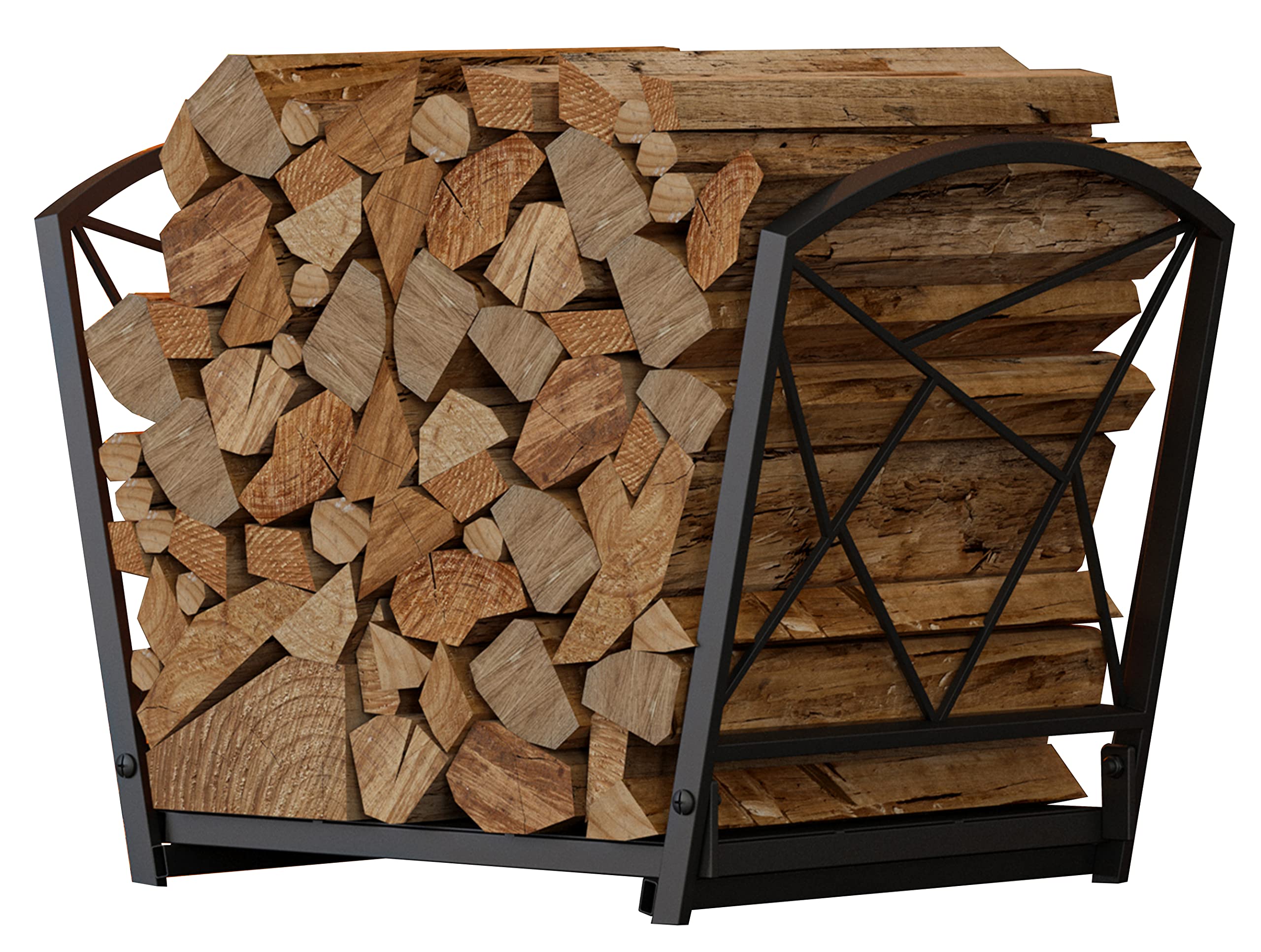 Fire Beauty Firewood Log Rack, Iron Wood Lumber Storage Holder for Fireplace, Heavy Duty Log Storage Bin for Firepit Stove Accessories