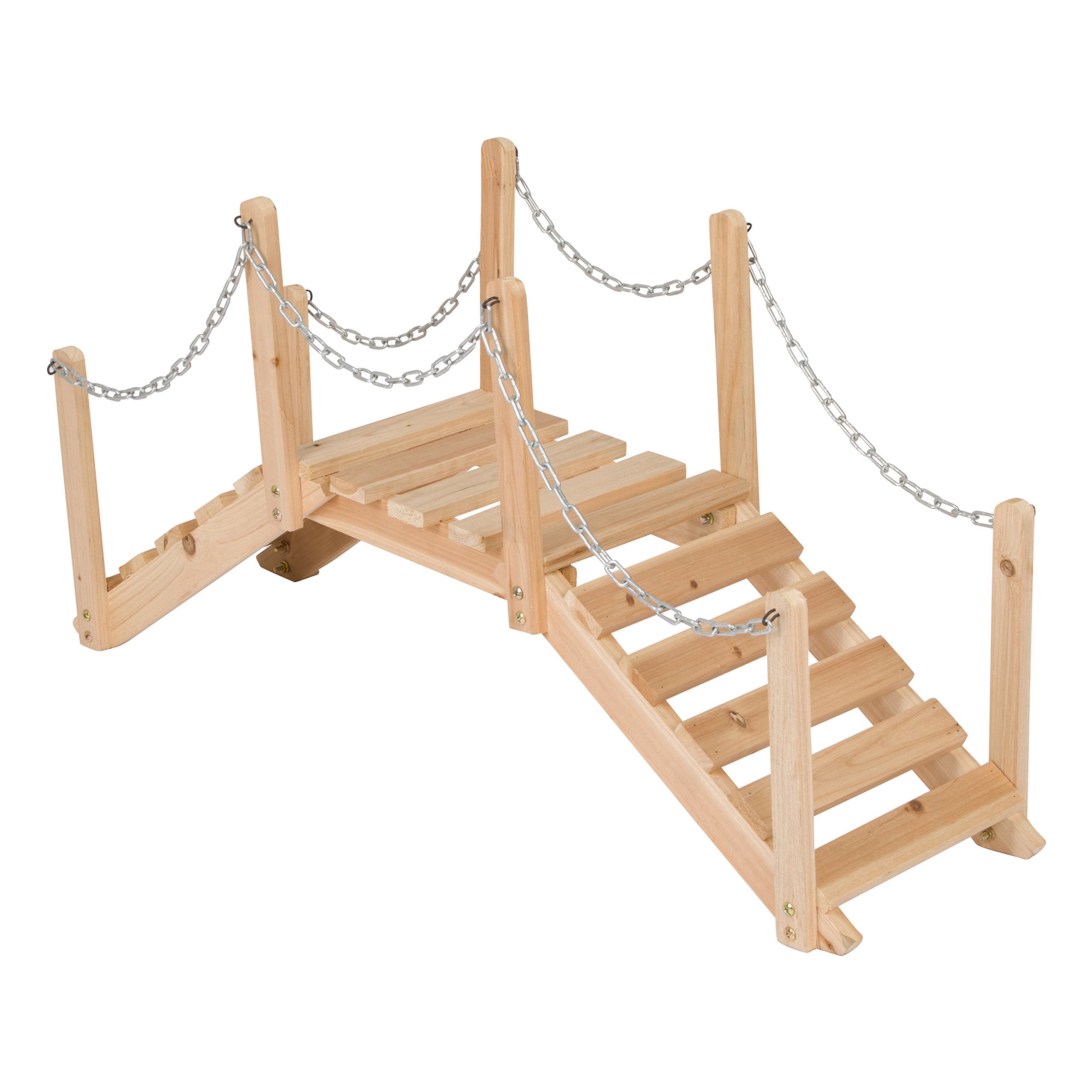 Shine Company 4963N Decorative Cedar Wood Garden Bridge with Side Rails, Natural