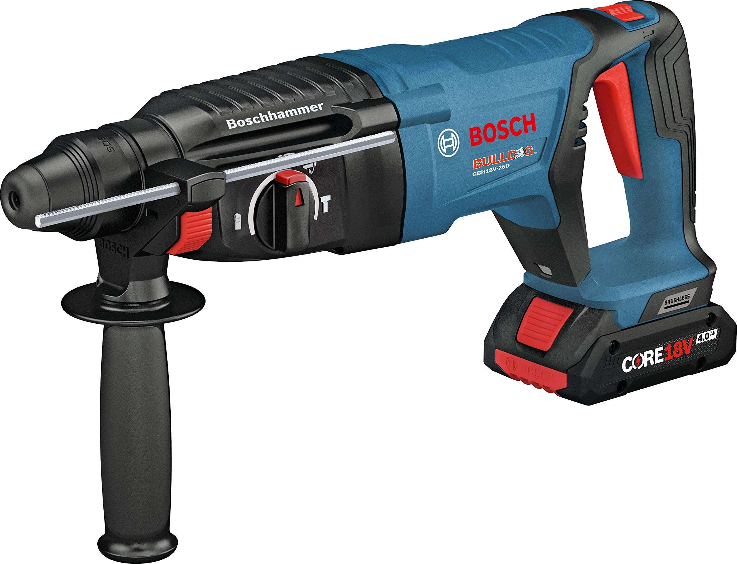 Bosch 18V EC Brushless SDS-Plus Bulldog 1-Inch Rotary Hammer Kit with CORE18V 4 Ah Advanced Power Battery with KickBack Control (Renewed)