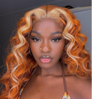 HD Highlight 613 Blonde Colored Body Wave Wigs Orange Ginger 13x4 Lace Front Wigs With Baby Hair 150% Density