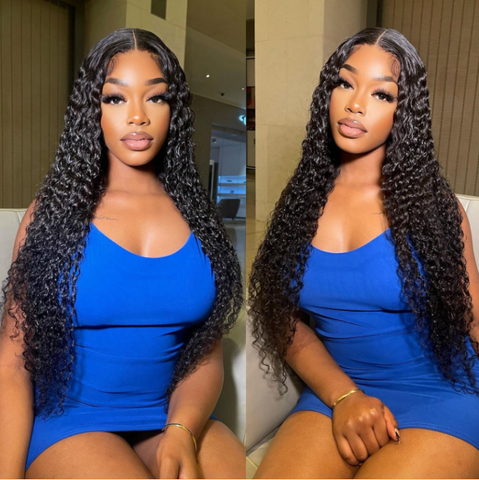 Water Wave Wigs Human Hair Pre Plucked Brazilian Human Hair Lace Front Wigs for Black Women