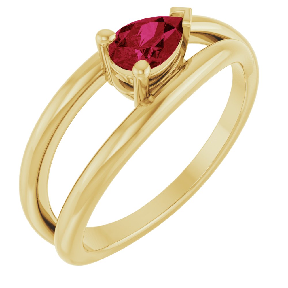 14K Gemstone Negative Space Ring