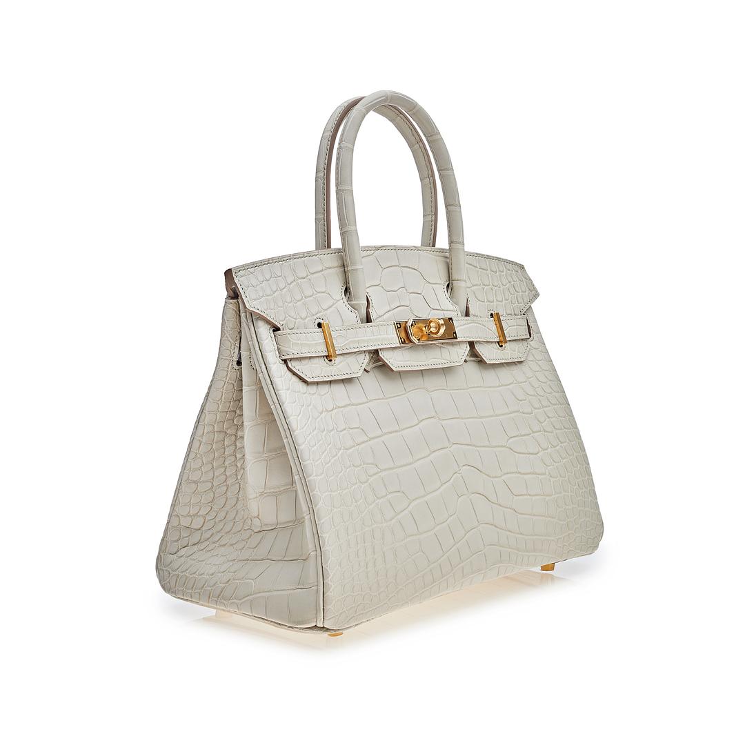 Birkin 30 Matte Alligator Mississippi Beton Gold Hardware