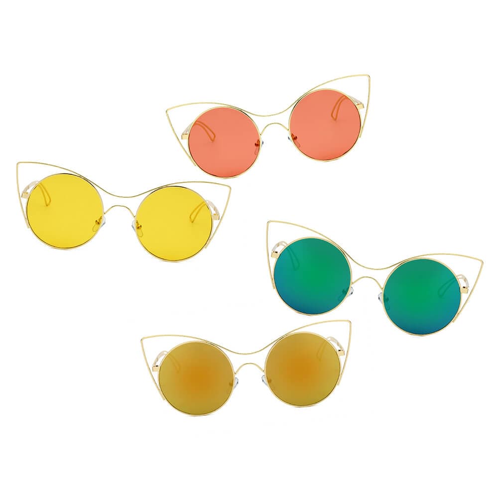 GERING | Women Round High Pointed Cat Eye Sunglasses