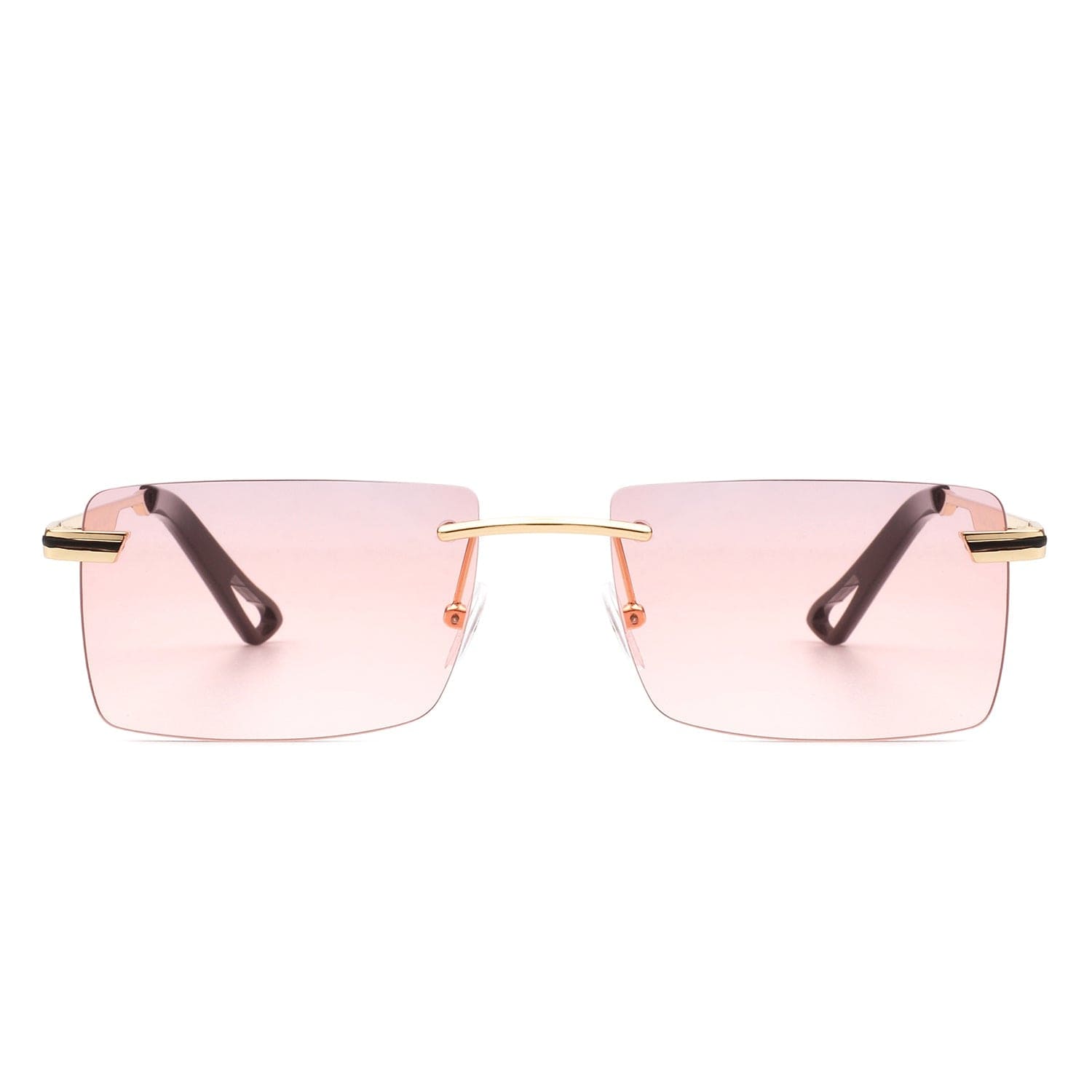 Vibrante - Rectangle Rimless Retro Tinted Fashion Flat top Sunglasses