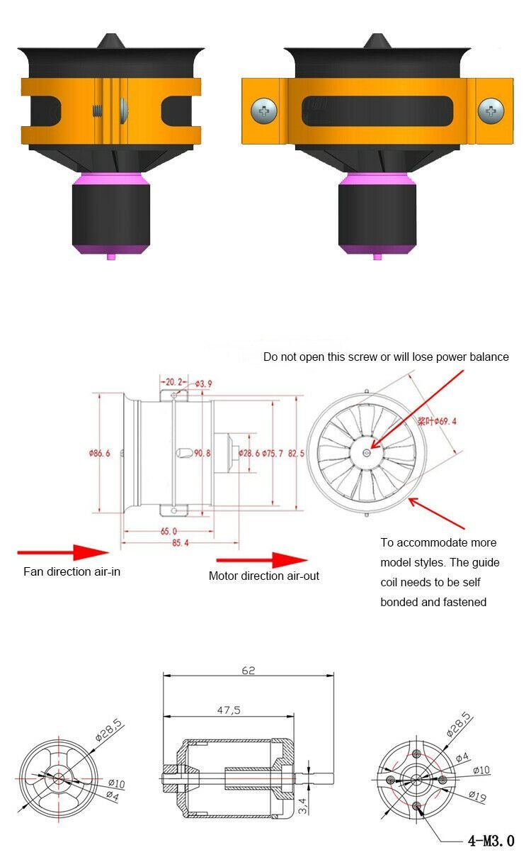 POWERFUN 70mm 12 Blade 2300KV EDF 6S Lipo 2200g Thrust