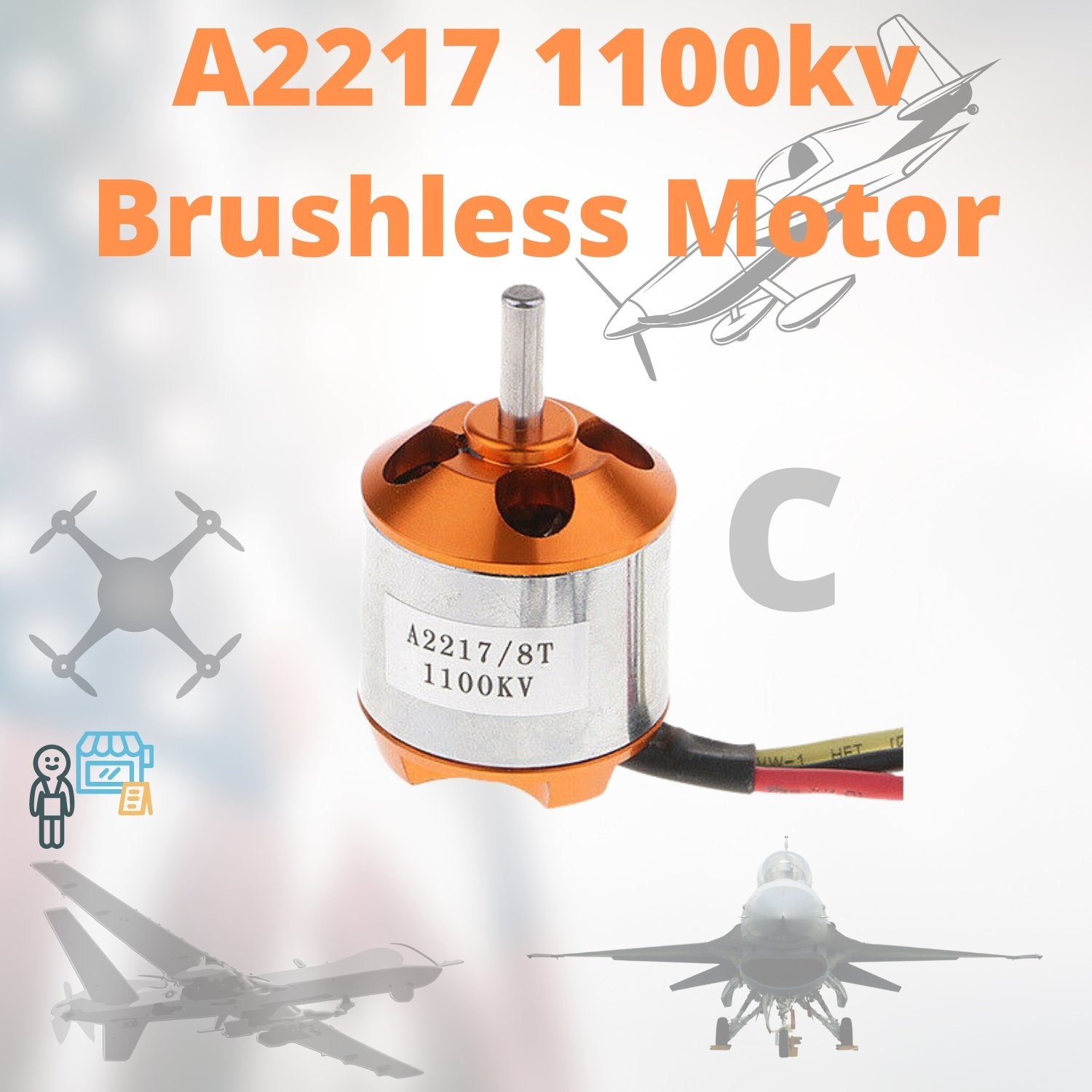 A2217 2217 1100kv 1250kv 1500kv 2300KV Brushless Outrunner Motor