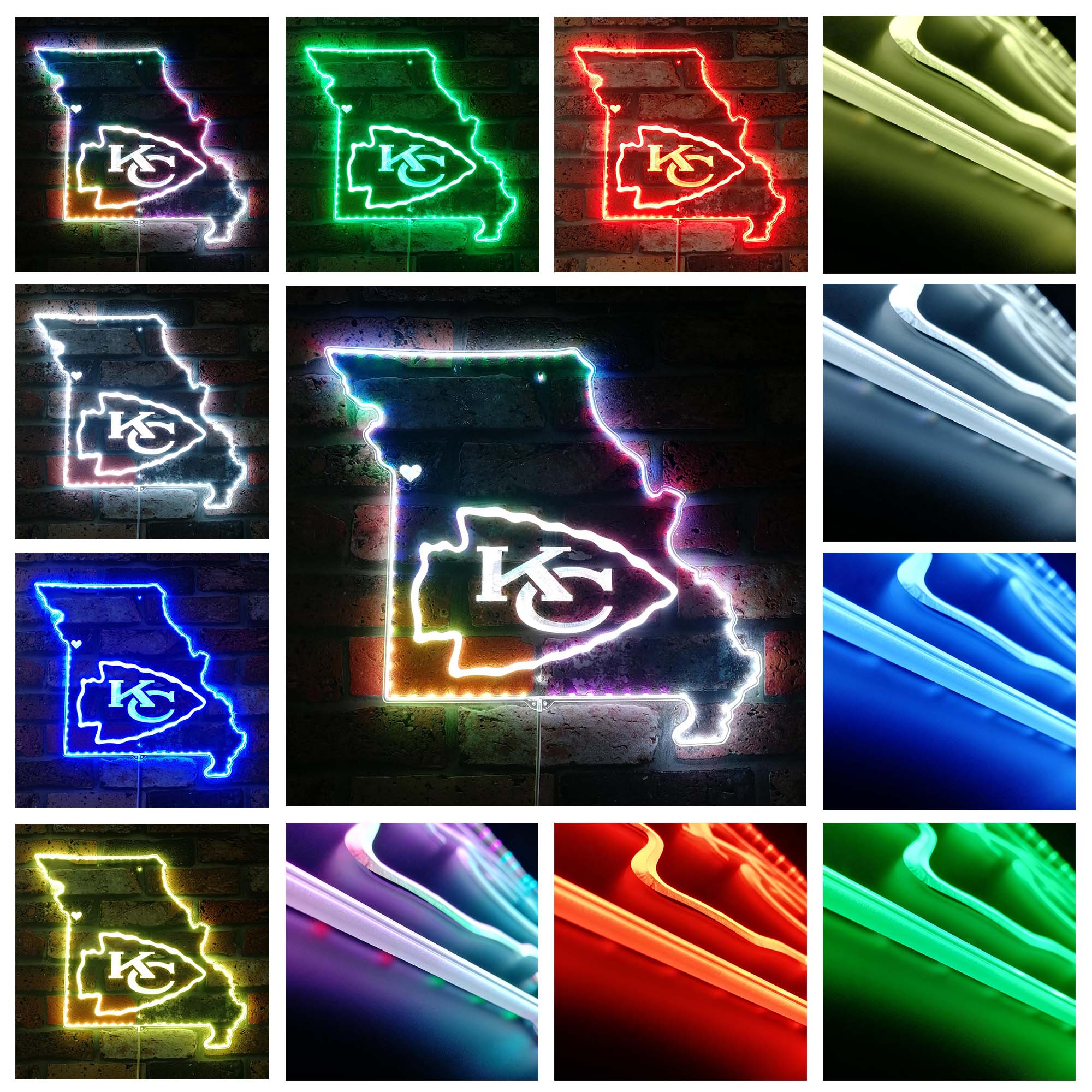 Kansas City Chiefs California State Map Dynamic RGB Edge Lit LED Sign