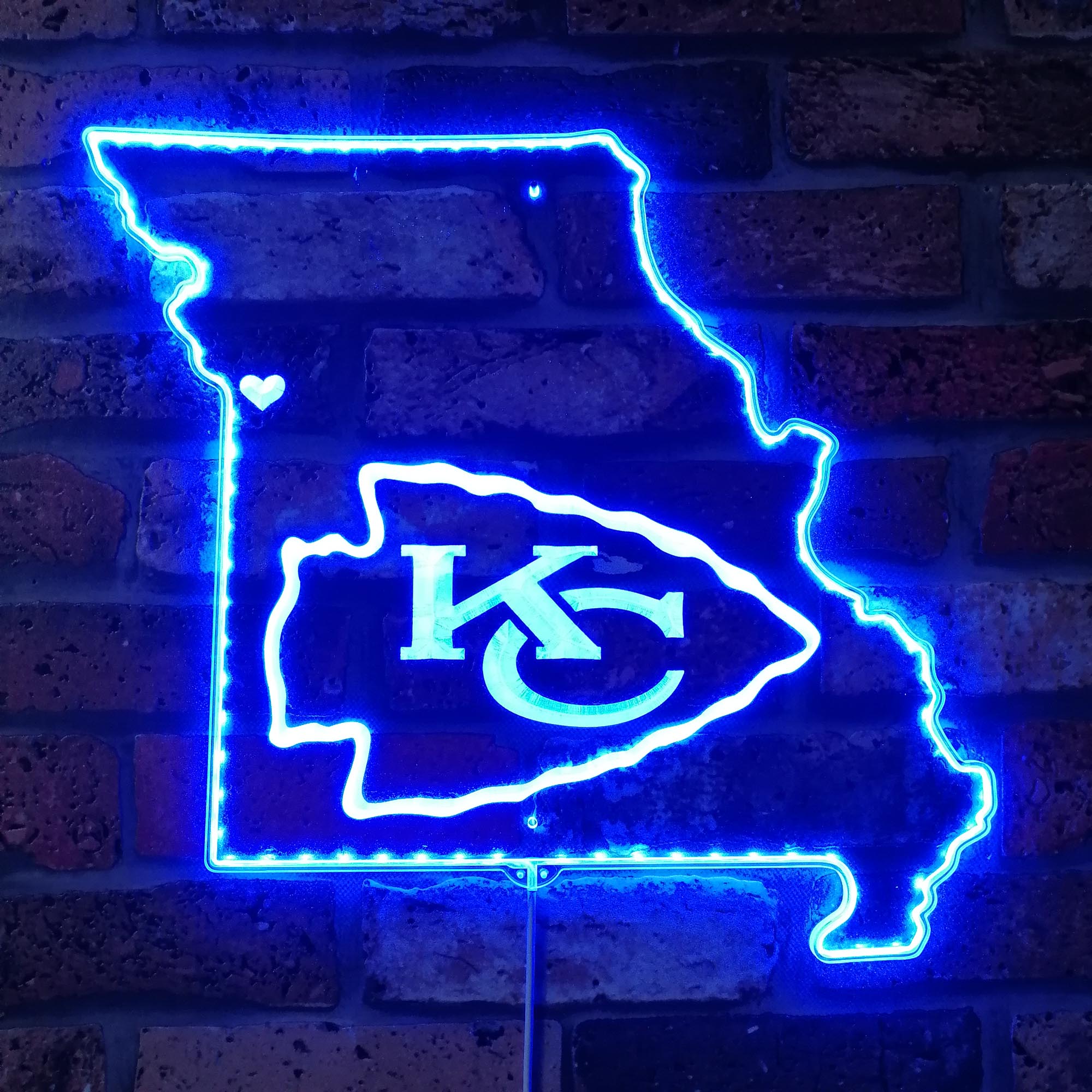 Kansas City Chiefs California State Map Dynamic RGB Edge Lit LED Sign