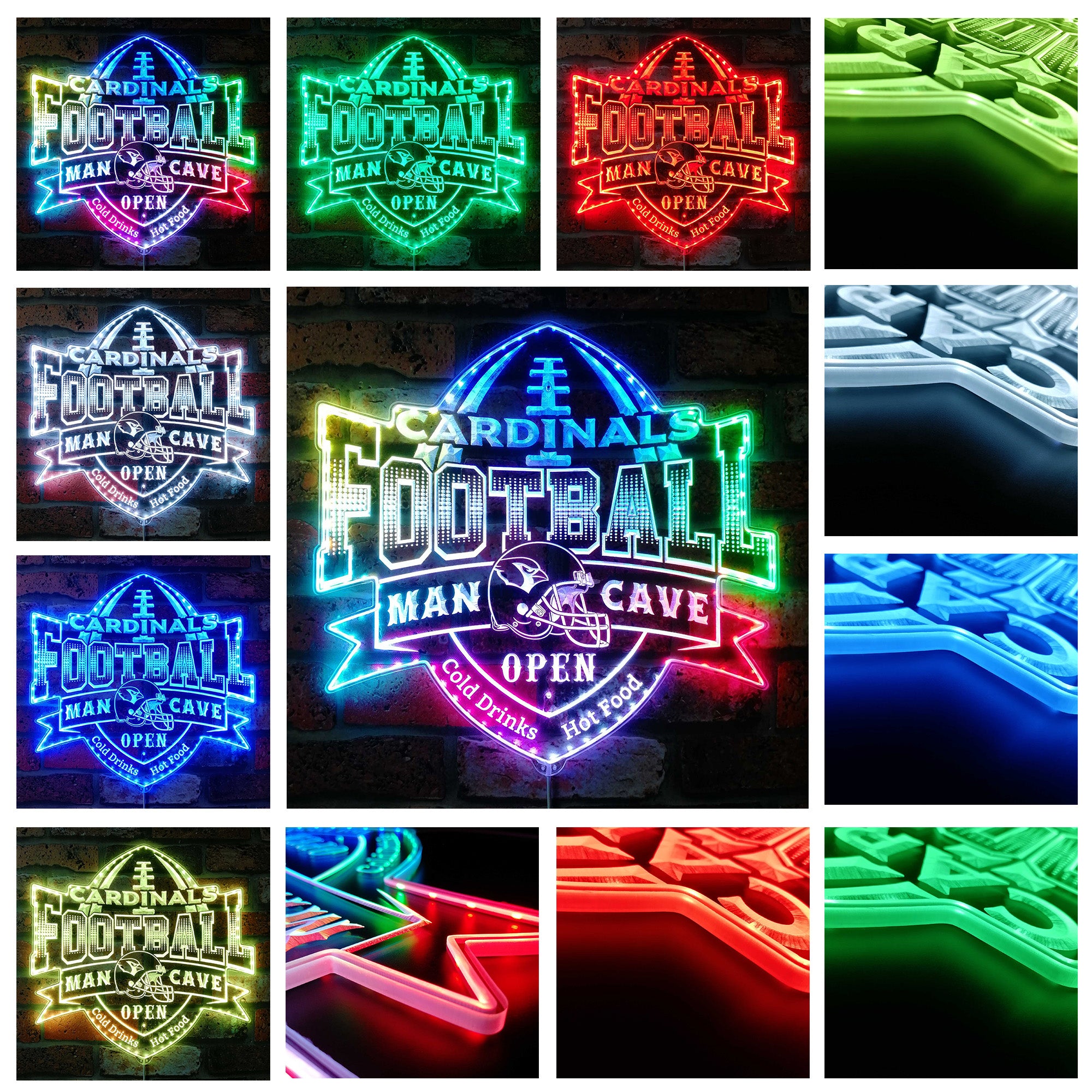 Arizona Cardinals Man Cave Dynamic RGB Edge Lit LED Sign