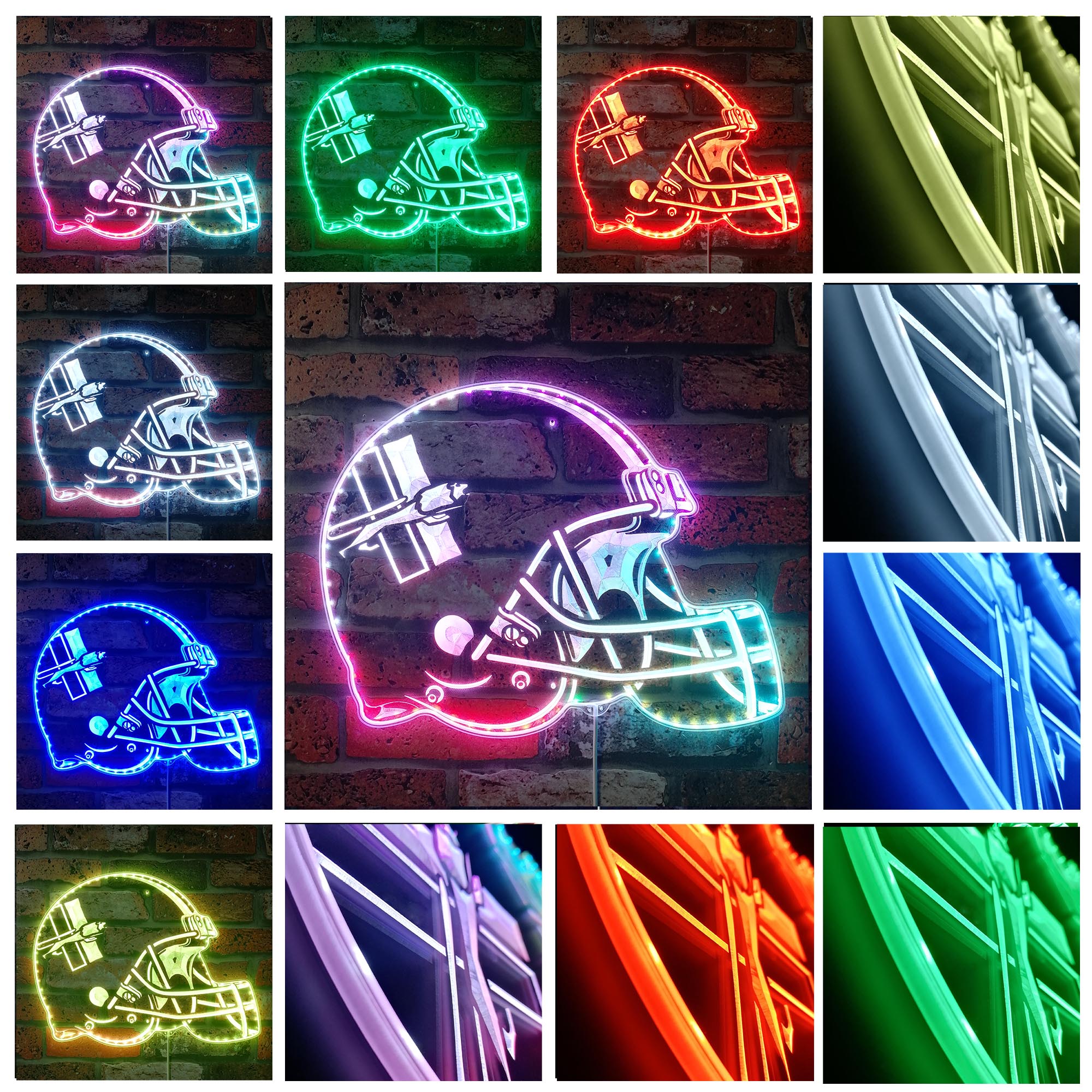 NFL Helmet Detroit Lions Football Dynamic RGB Edge Lit LED Sign