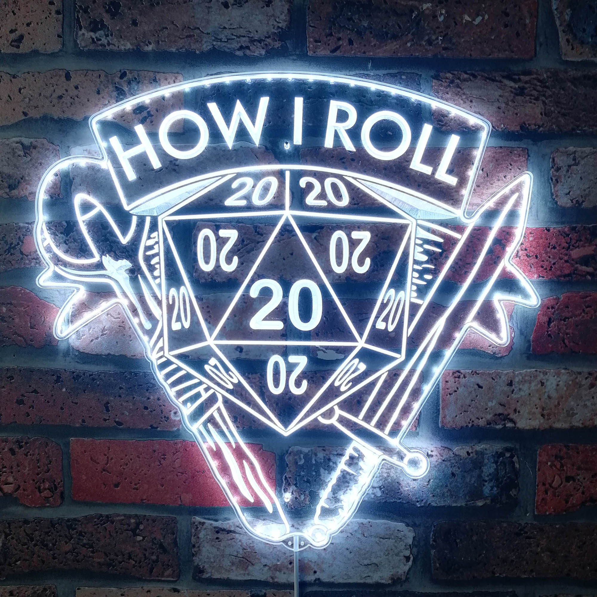 How I Roll DnD Dynamic RGB Edge Lit LED Sign