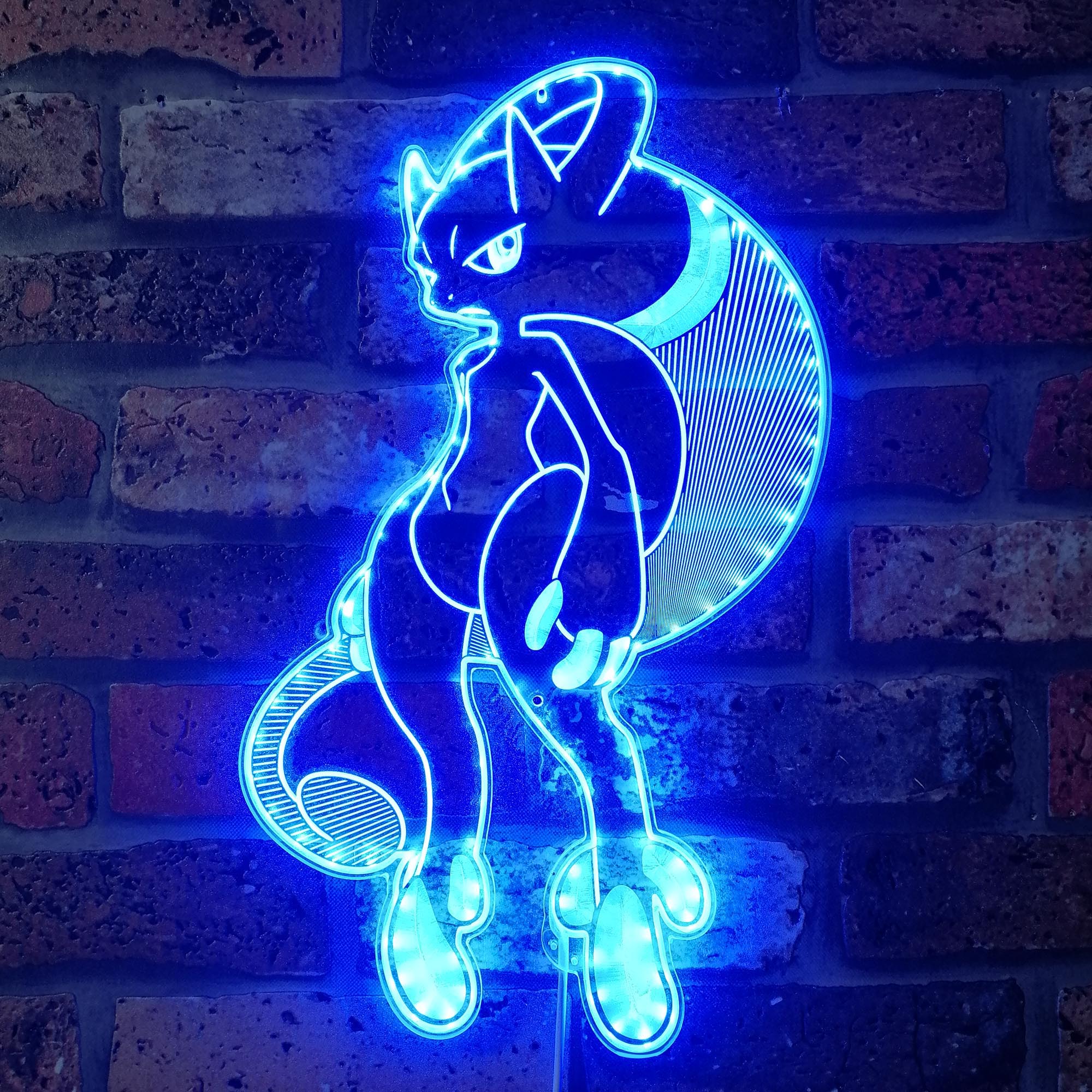 Mewtwo pokemon Dynamic RGB Edge Lit LED Sign