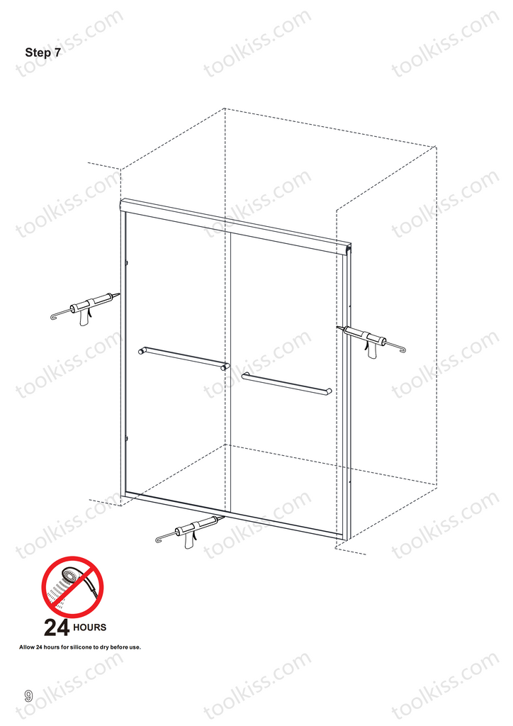 56''-60''x72'' sliding shower door installation step 6-TK19118