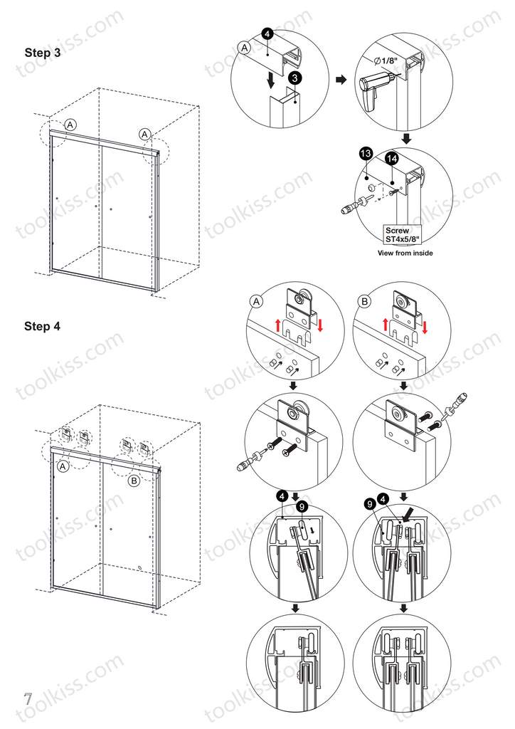 56''-60''x72'' sliding shower door installation step 4-TK19118