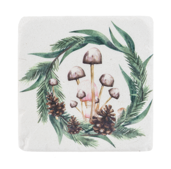 Mushroom & Pine Coaster, Set of 4