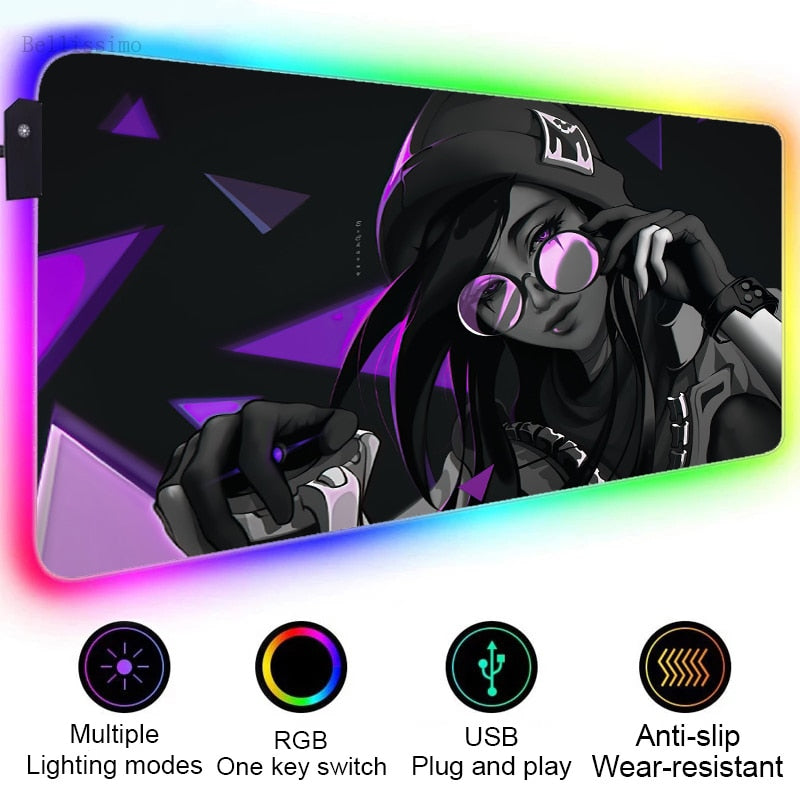 Valorant Rgb Gaming Mousepad All Agents l - Jett Sage Raze Reyna Killjoy Sova Mousepad