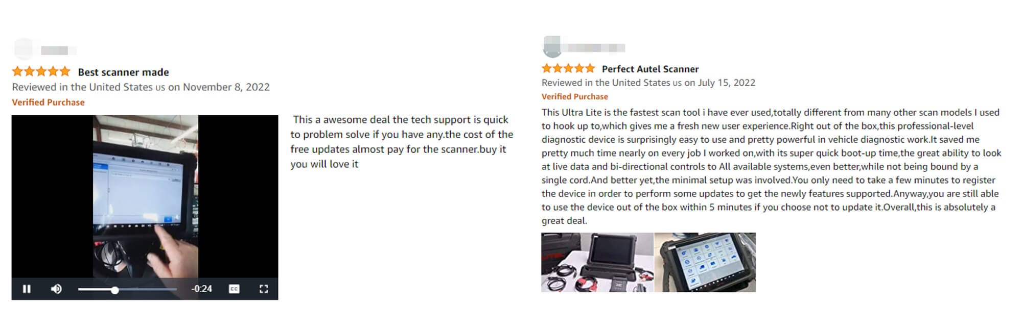 Autel Ultra Lite scanner received many positive comments