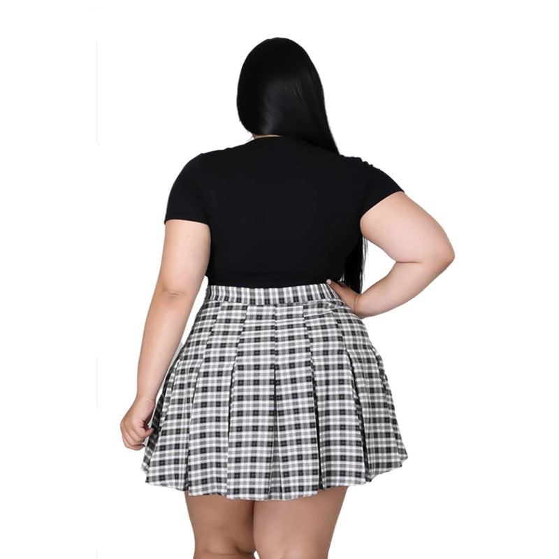Plus Size Lace up crop Top and Skirt Sets for Women