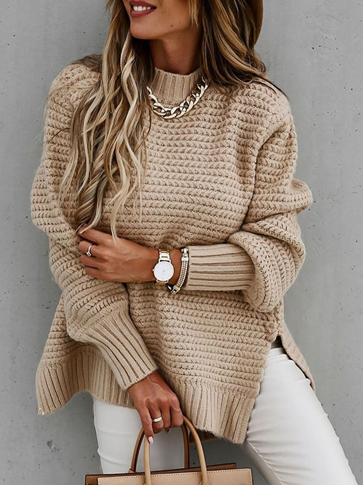 Mock Neck Knitted Sweater