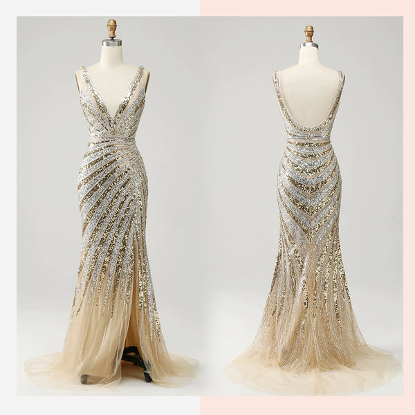 Golden Long Prom Dress