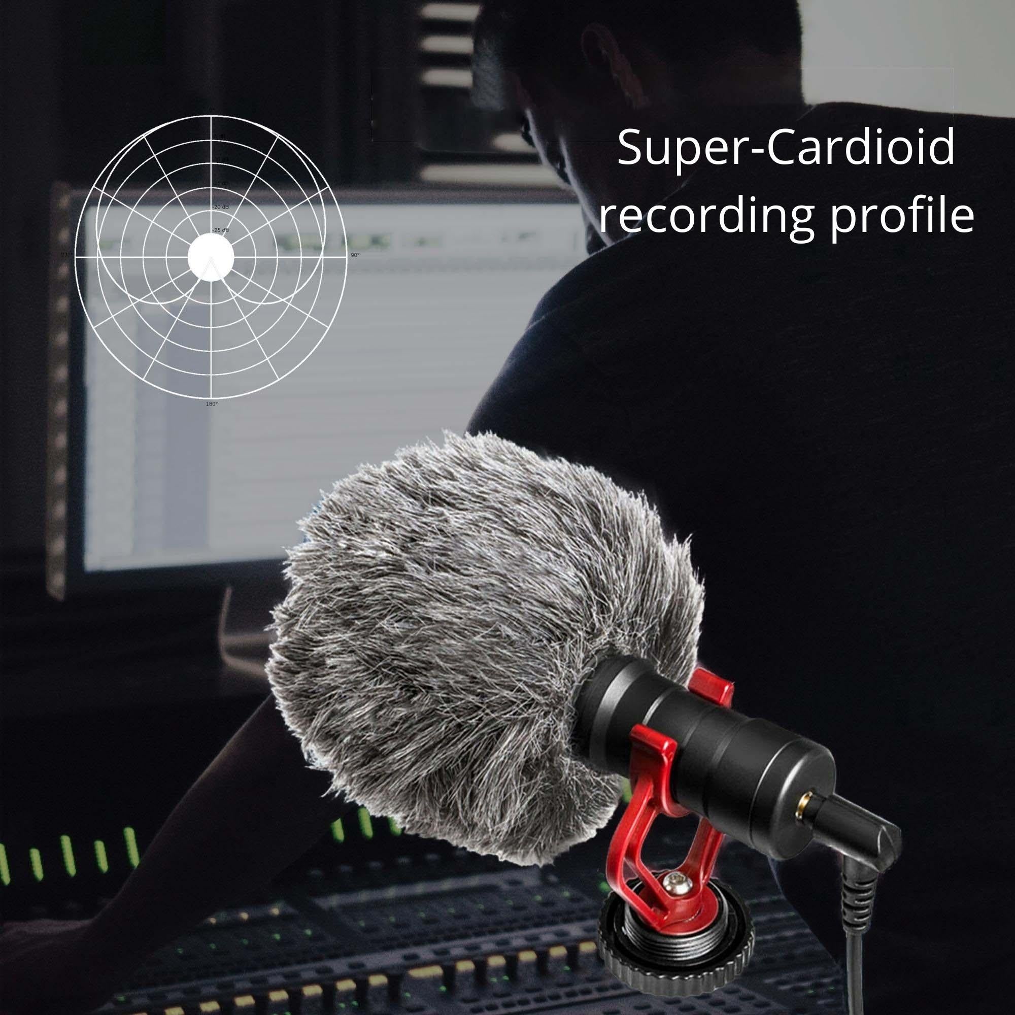 Robust DSLR Cardioid Microphone for Crisp Sound: Cameras, Smartphones, Laptops - VLOG & ASMR Mic