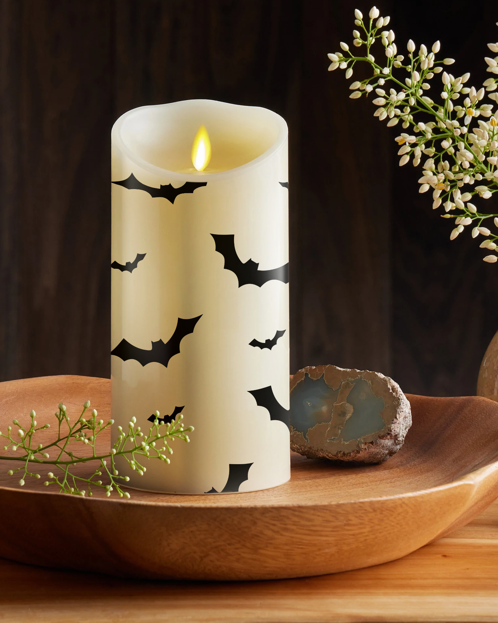 Bats on White Luminara Candle Sticker