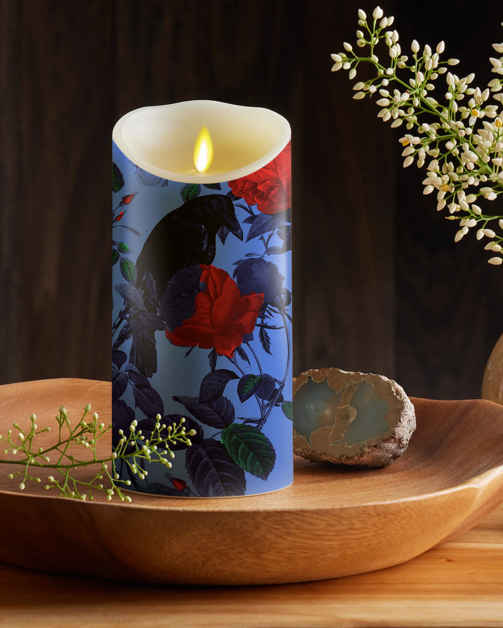 Roses And Ravens Luminara Candle Sticker