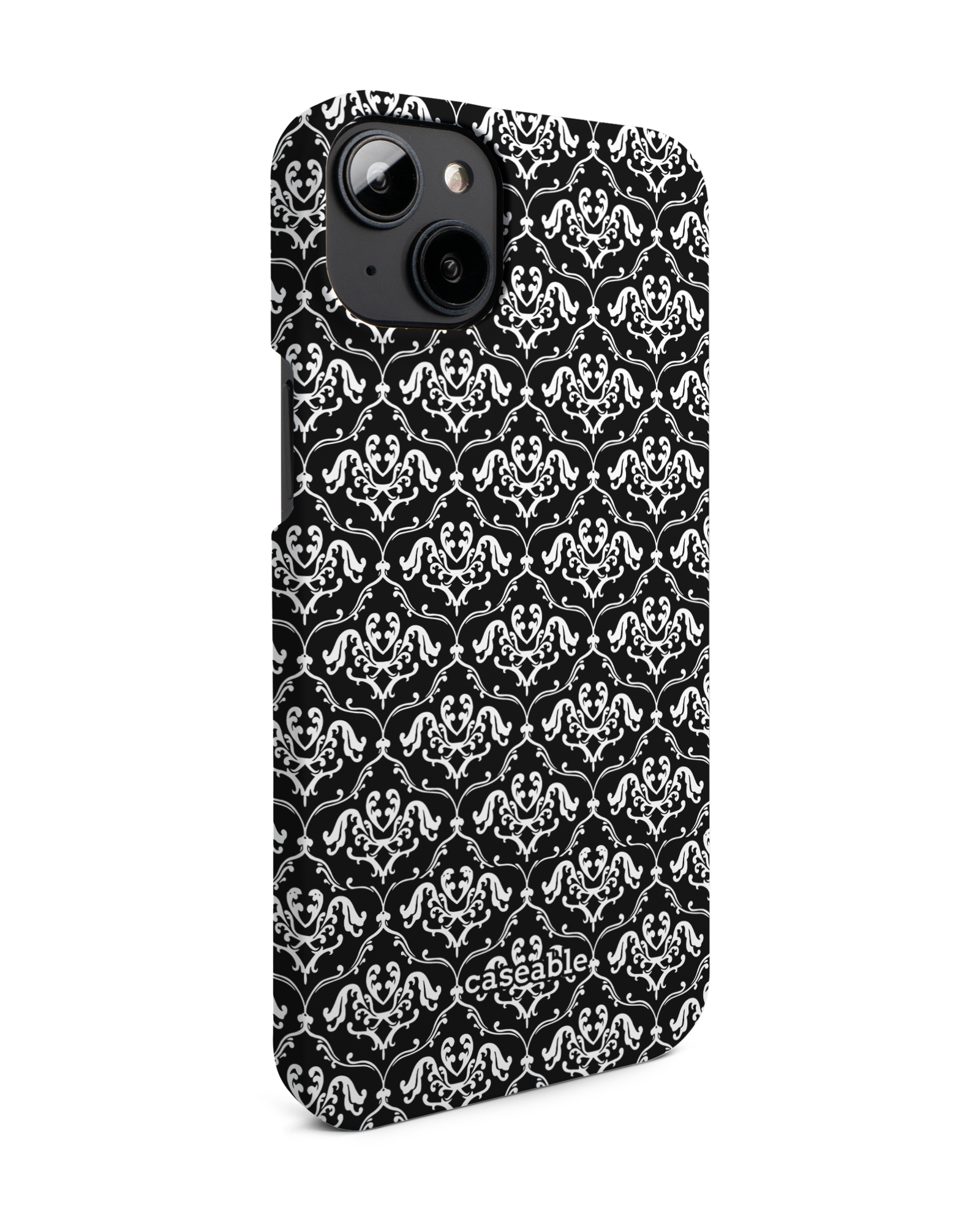 Black French Lillies Hard Shell Phone Case Apple iPhone 14 Plus