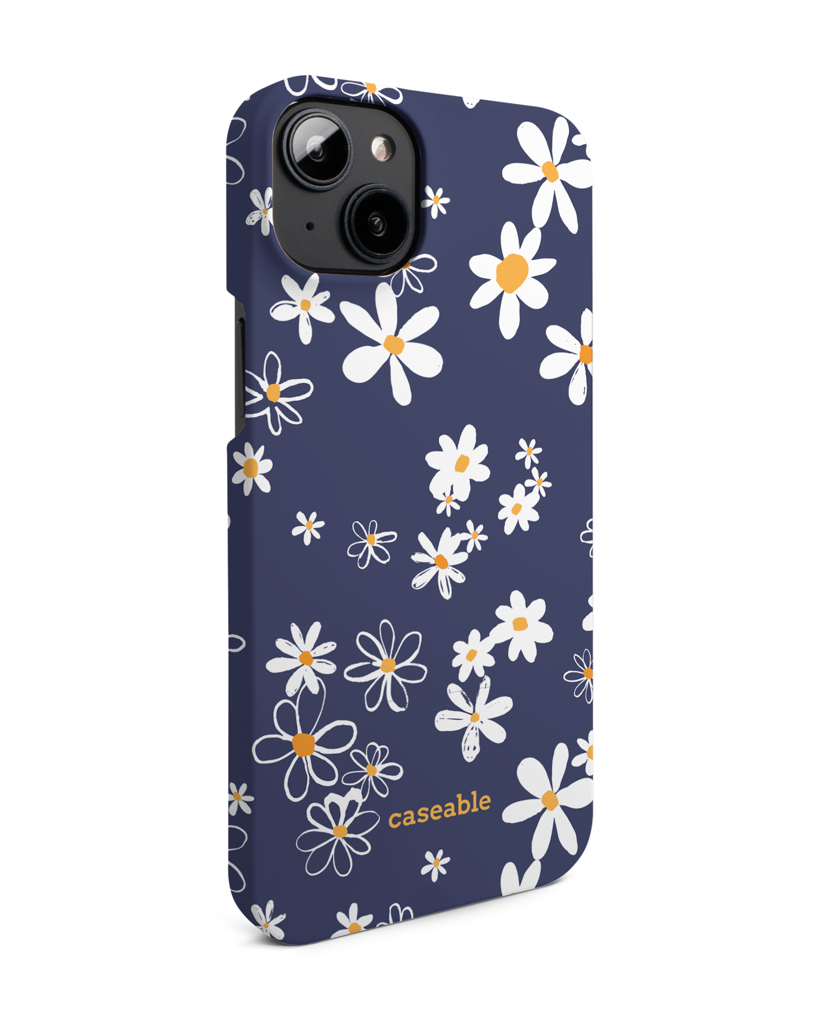 Navy Daisies Hard Shell Phone Case Apple iPhone 14 Plus