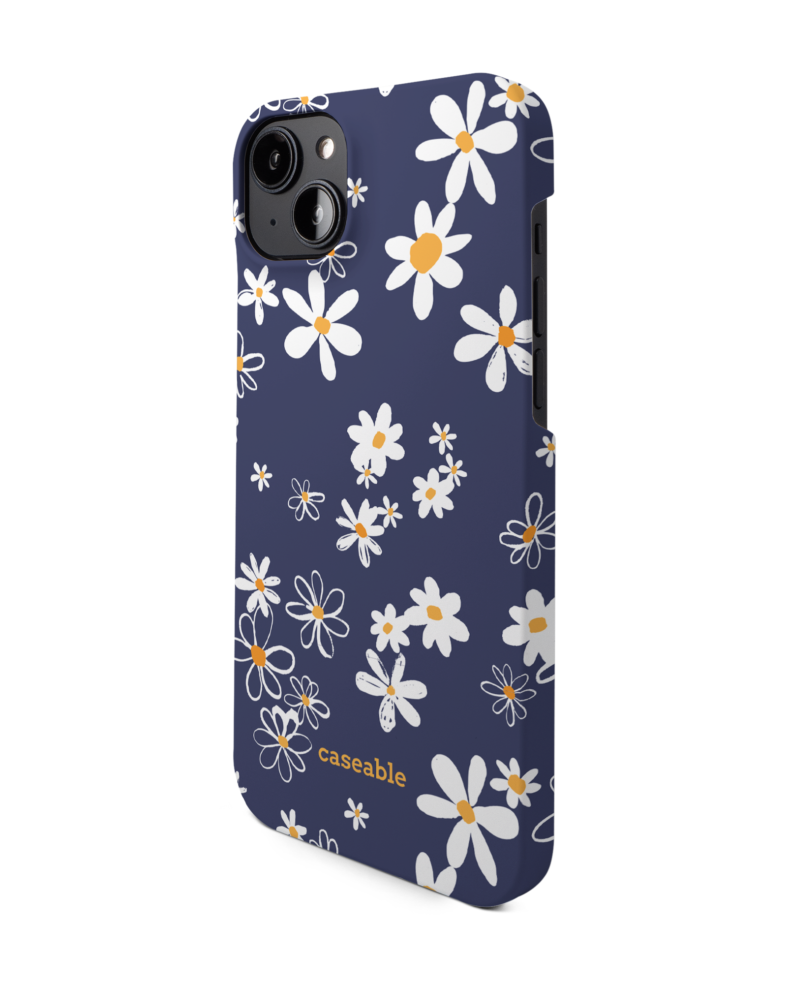 Navy Daisies Hard Shell Phone Case Apple iPhone 14 Plus