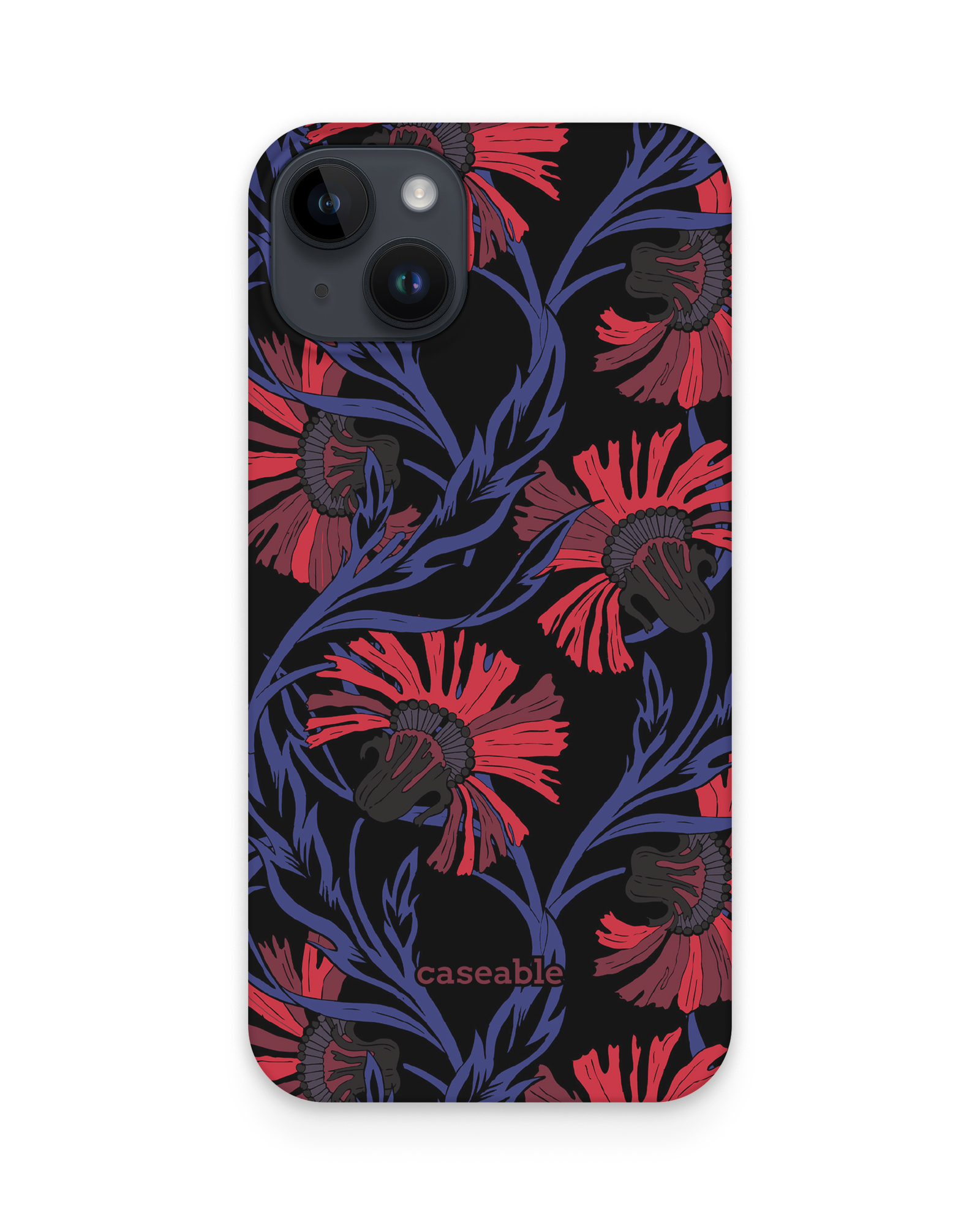 Midnight Floral Hard Shell Phone Case Apple iphone 15 Plus