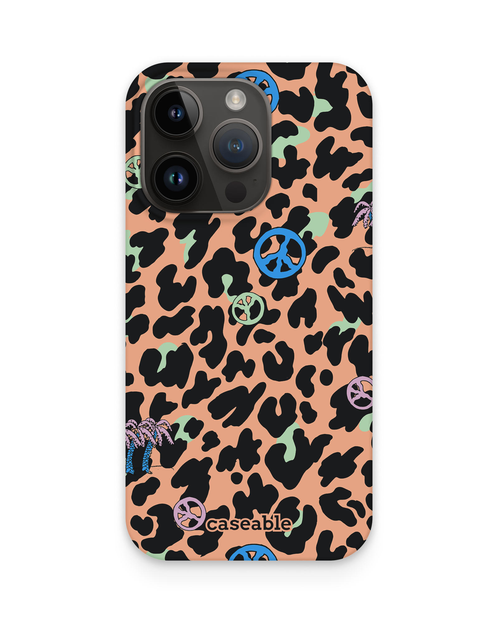 Leopard Peace Palms Hard Shell Phone Case Apple iPhone 14 Pro