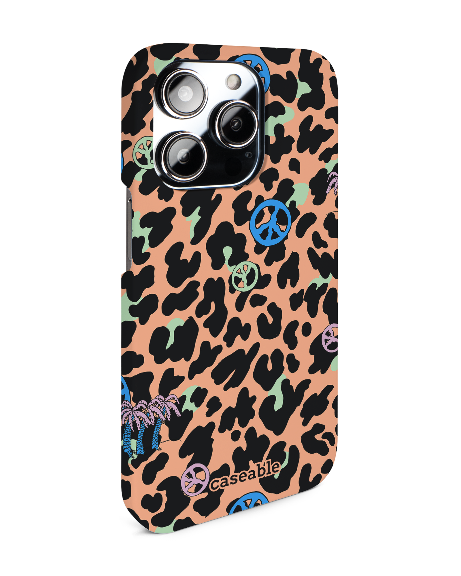 Leopard Peace Palms Hard Shell Phone Case Apple iPhone 14 Pro