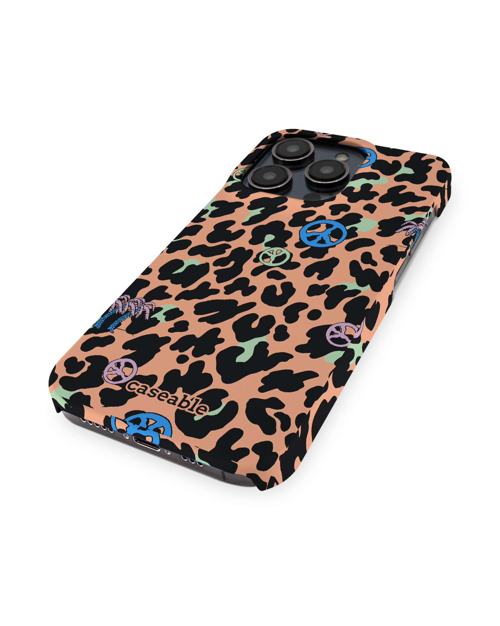 Leopard Peace Palms Hard Shell Phone Case Apple iPhone 14 Pro