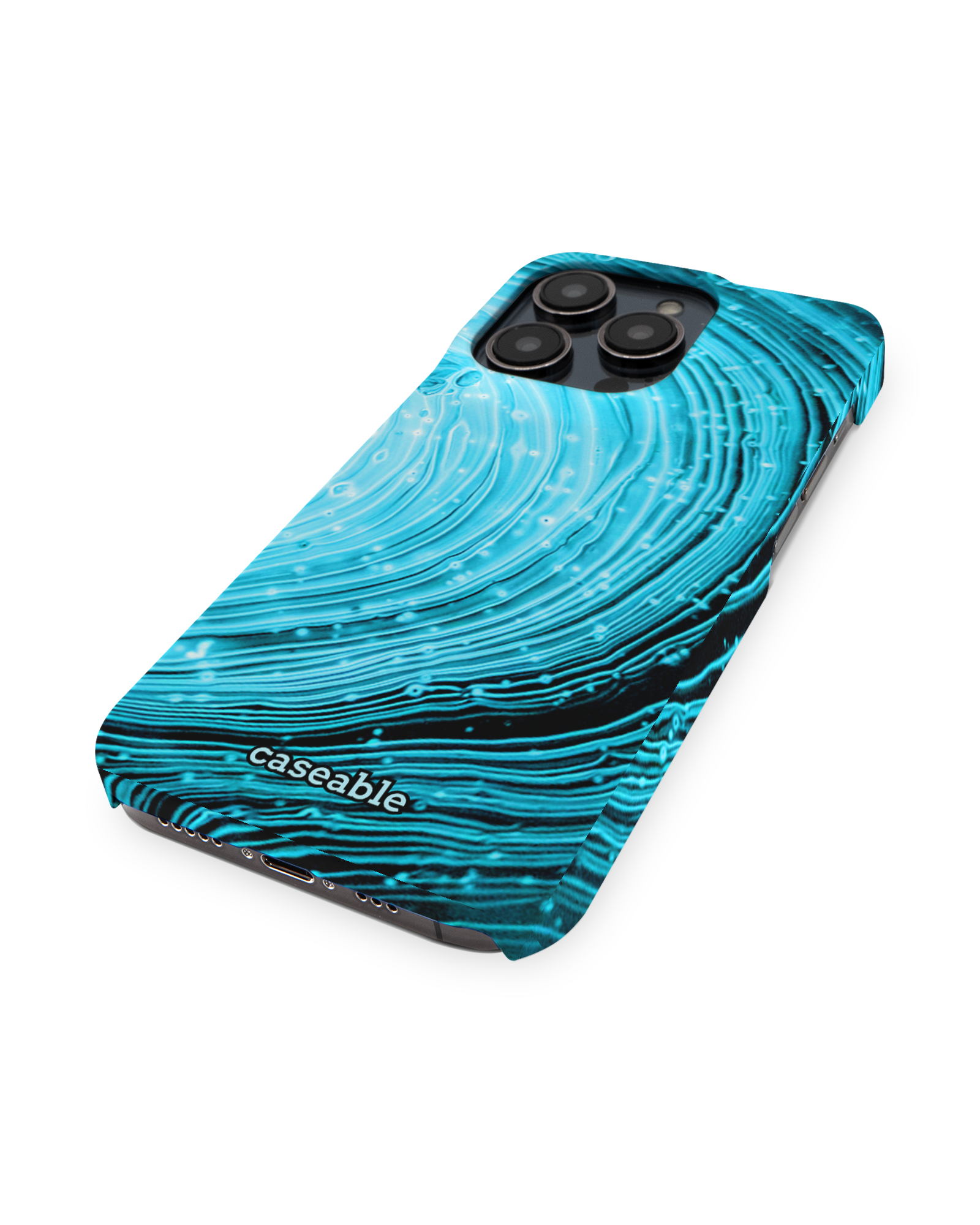 Turquoise Ripples Hard Shell Phone Case Apple iPhone 14 Pro